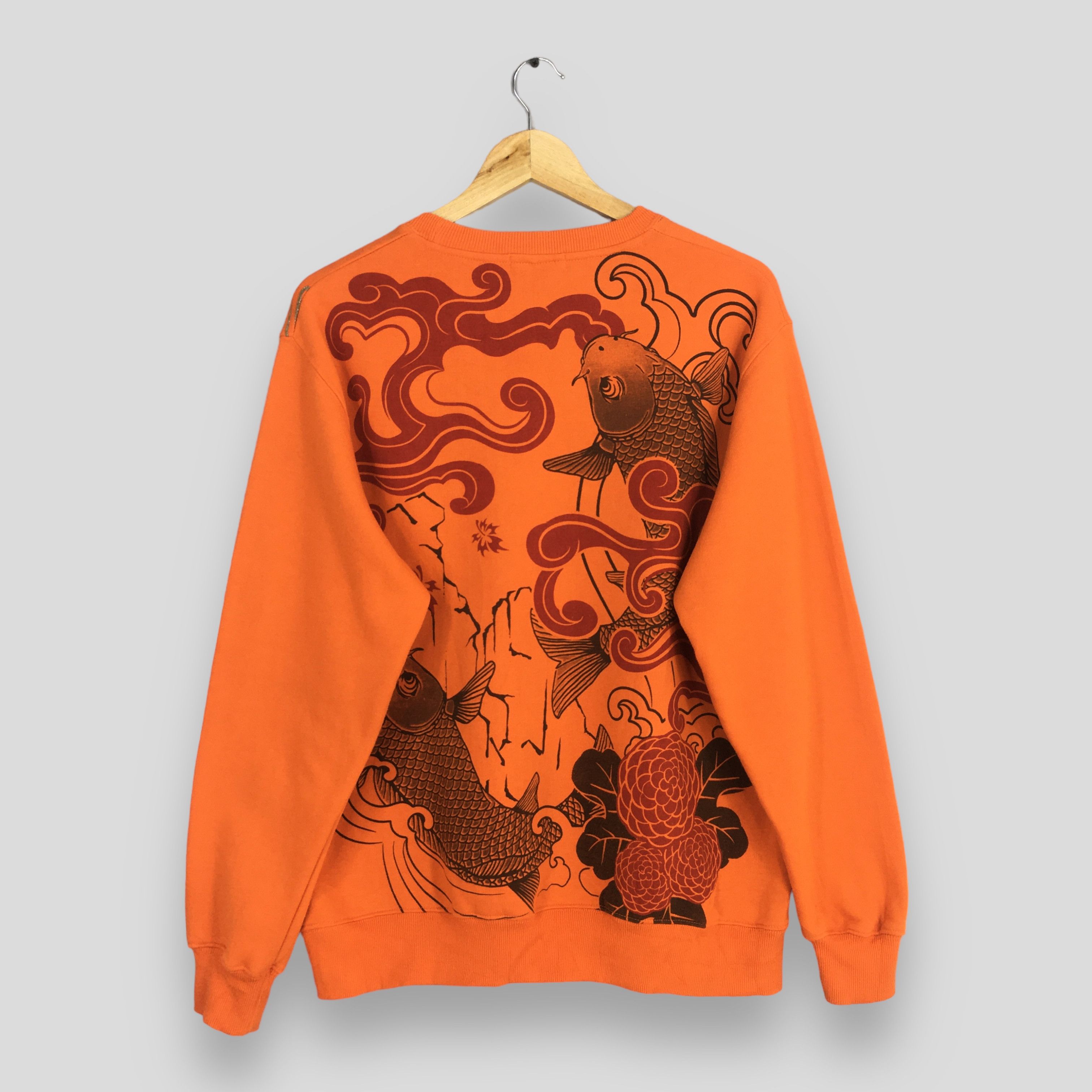 Japanese Brand × Vintage Vintage Fish Koi Sukajan Japan Orange Sweatshirt Large Size US L / EU 52-54 / 3 - 6 Thumbnail