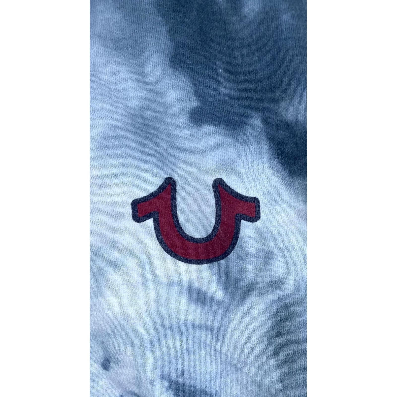 True Religion True Religion Mens 2XL Blue Tie Dye Fleece Sweatshorts Drawstring Logo Casual Size US 39 - 2 Thumbnail