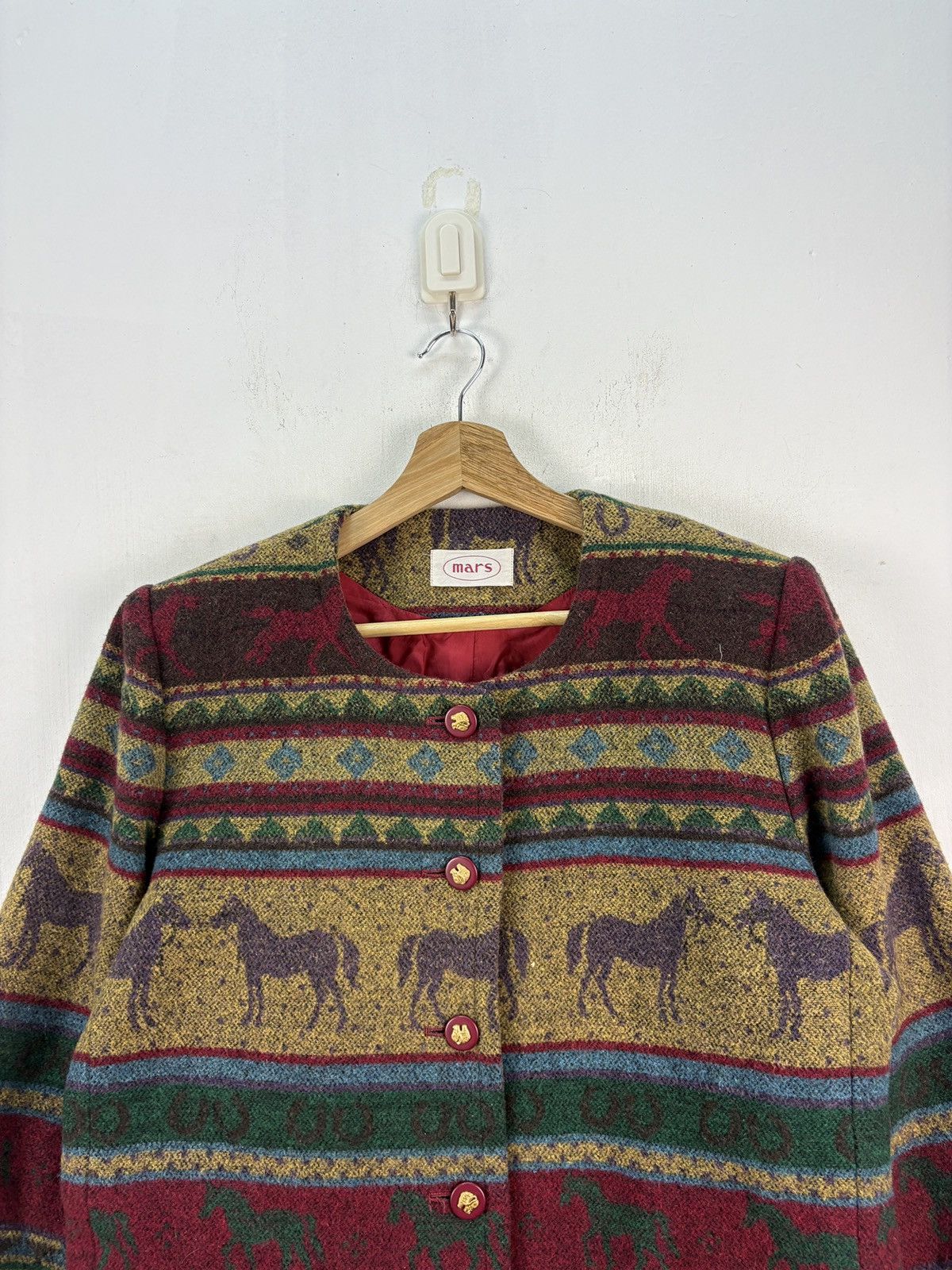 Flannel × Vintage Vintage Tapestry Jacket Wool Coat Aztec Horse Pattern Size US L / EU 52-54 / 3 - 2 Thumbnail