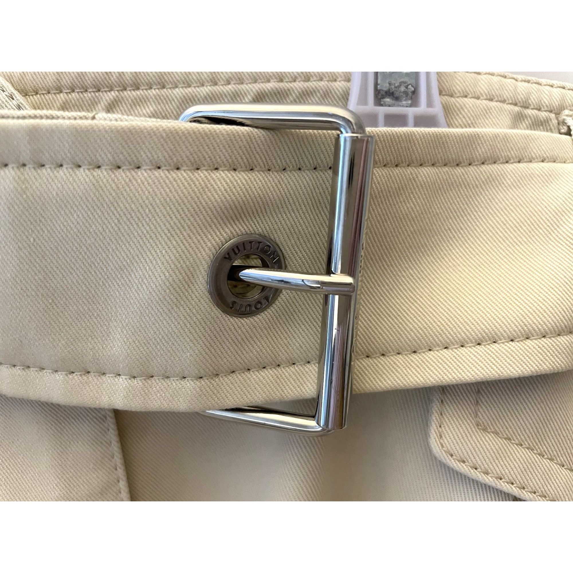 Louis Vuitton Womens Beige High-Waisted Pants With Pleats & Designer-Inspi Size 40" / US 18 - 8 Thumbnail
