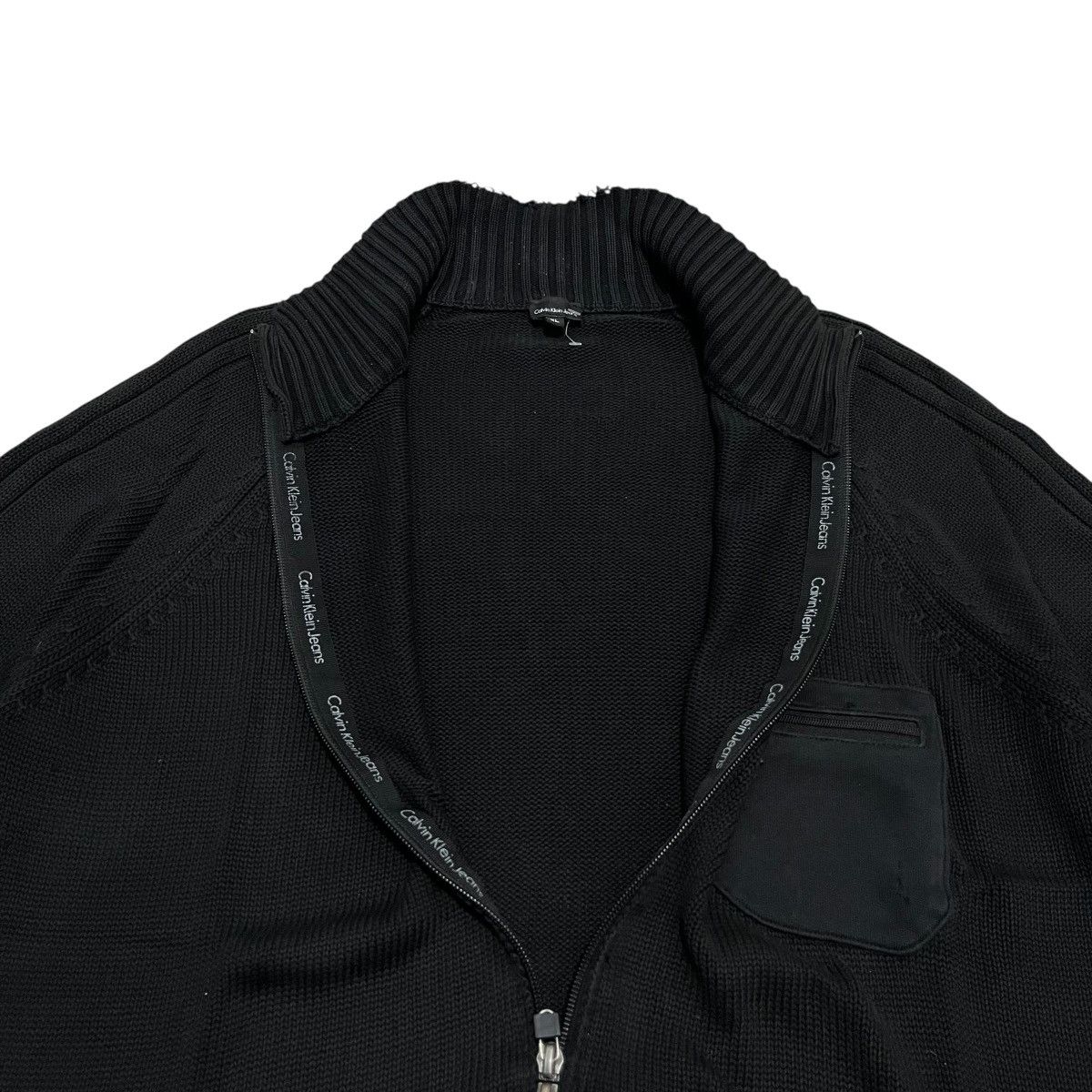 Calvin Klein Full Zip Cable Knit Black Sweater Lgb Style Ifsix Size US XL / EU 56 / 4 - 3 Thumbnail