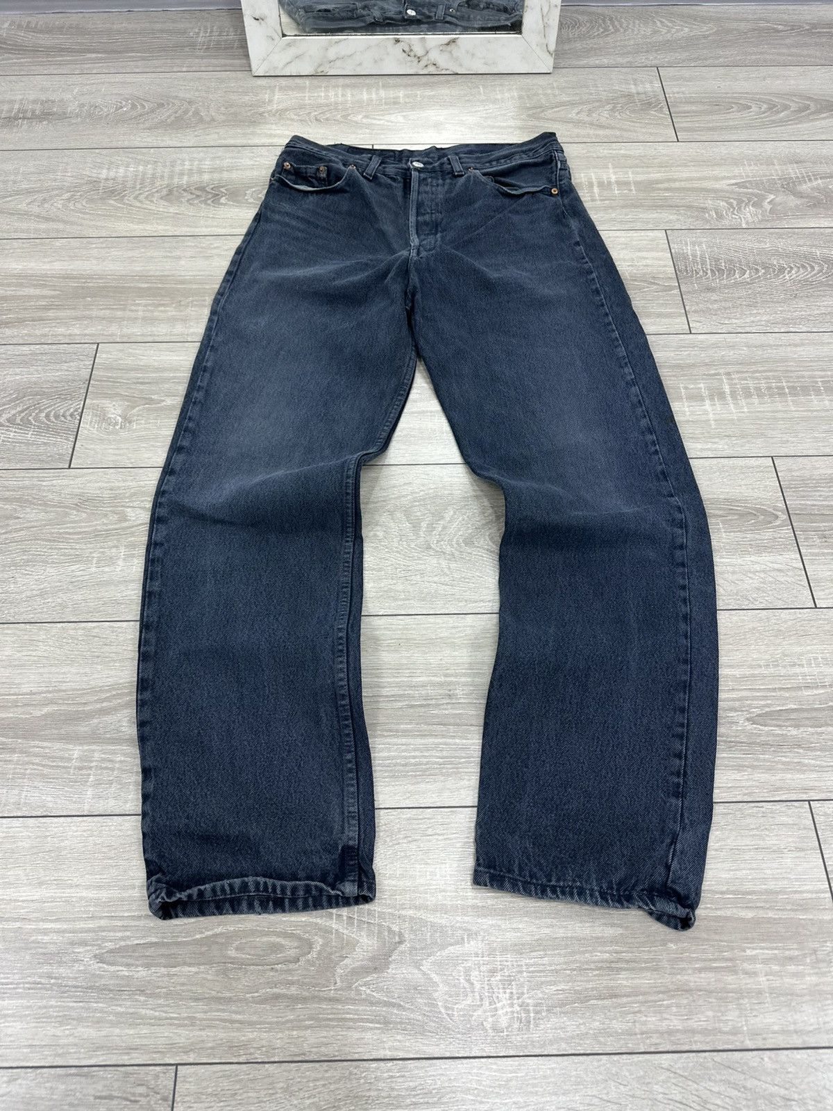Levi's Levis 501 Black Faded Vintage Made in USA Jeans Size US 34 / EU 50 - 3 Thumbnail