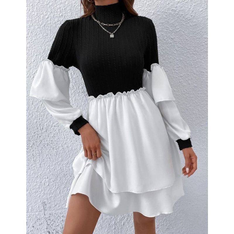 Lumen Et Umbra LUNE NWOT Two-Tone Bishop Sleeve High Neck Dress – Size XS Size XS / US 0-2 / IT 36-38 - 2 Thumbnail