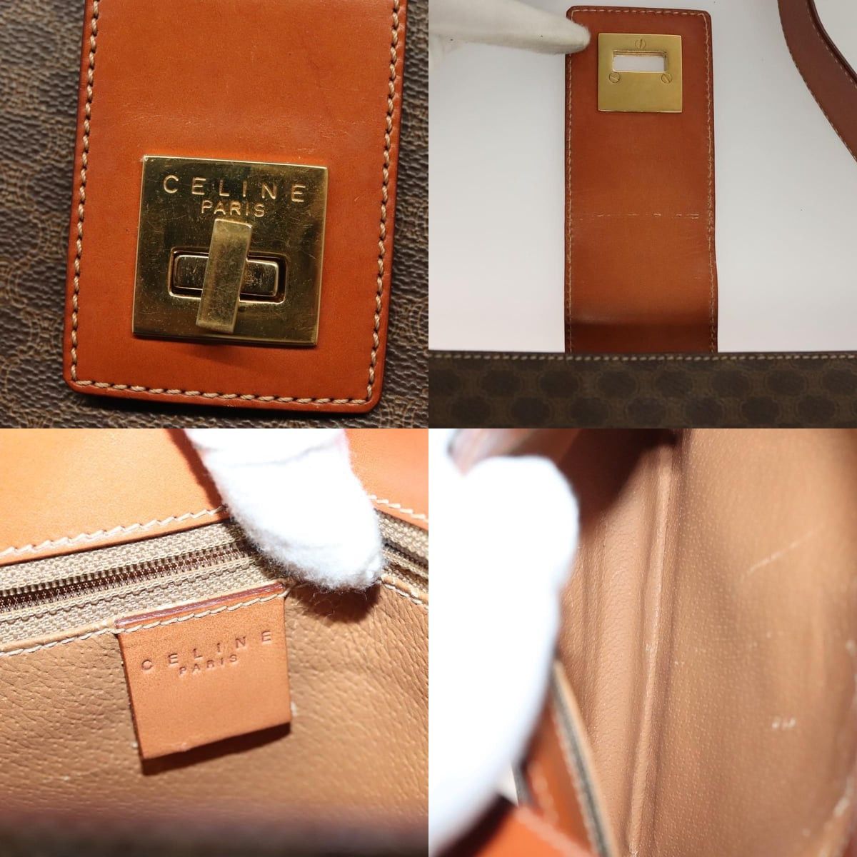 Celine CELINE Macadam Canvas Shoulder Bag Pvc Leather Brown Gold Size ONE SIZE - 11 Thumbnail