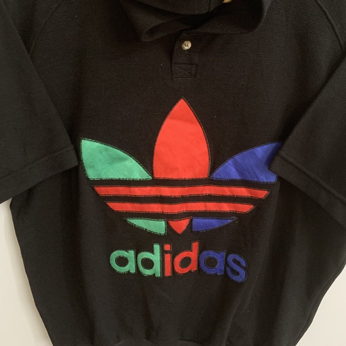 Adidas × Vintage Adidas Rare Vintage Trefoil Sweatshirt Black Small Size US S / EU 44-46 / 1 - 3 Thumbnail