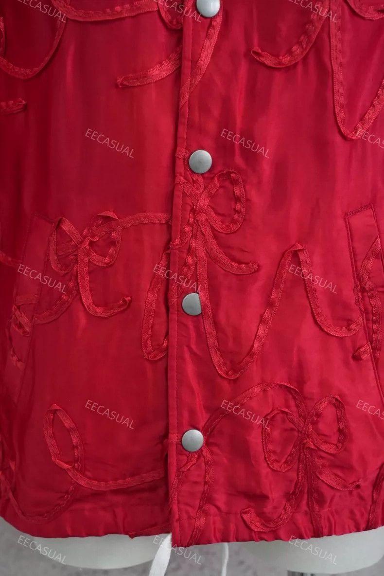 Comme des Garcons Comme Des Garcons Red Satin Ribbon Embroidered Bow Hooded Size S / US 4 / IT 40 - 7 Thumbnail