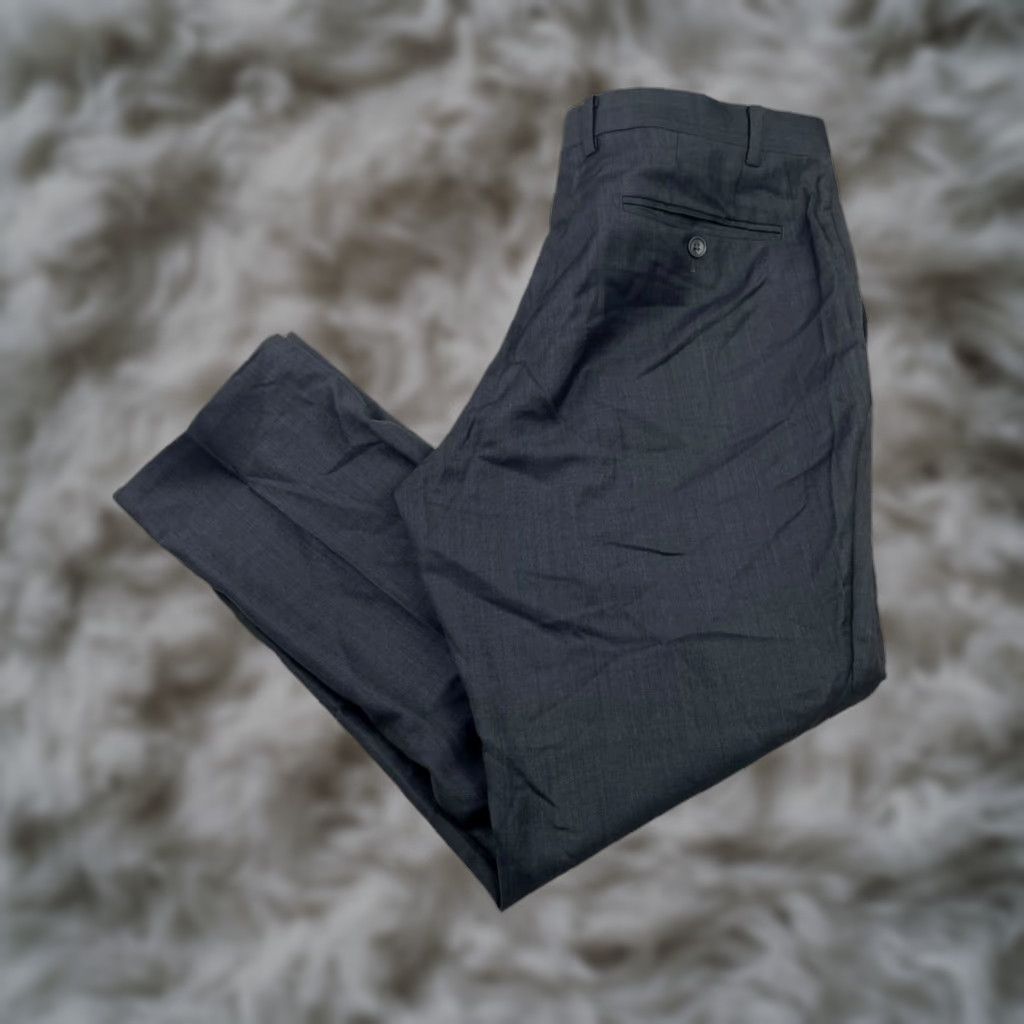 Zanella Men's Gray 100% Wool Flat Front Dress Pants 36x30 Classic Fit