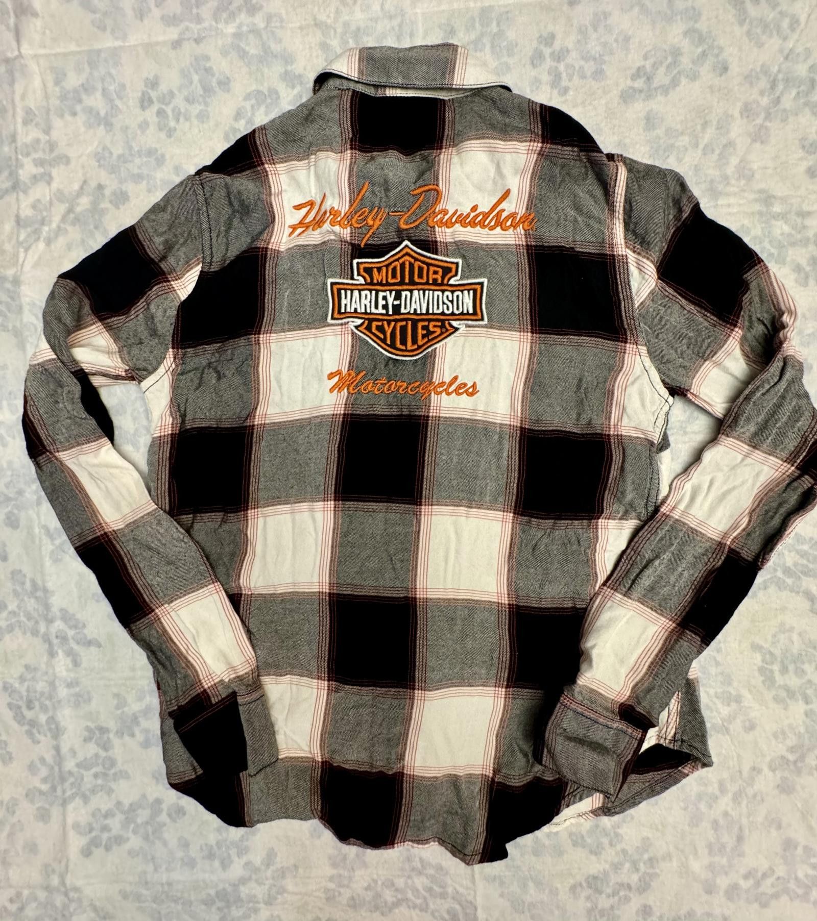 Harley Davidson Harley-Davidson Black and White Plaid Long Sleeve Shirt Size S / US 4 / IT 40 - 3 Thumbnail
