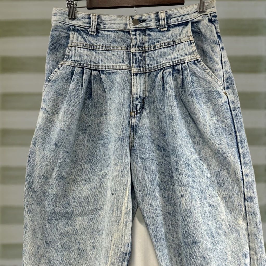 Vintage Congo Trader Jeans Womens 14W Blue Vintage 80s High Rise Tapered Acid Wash Size 36" / US 14 / IT 50 - 1 Thumbnail