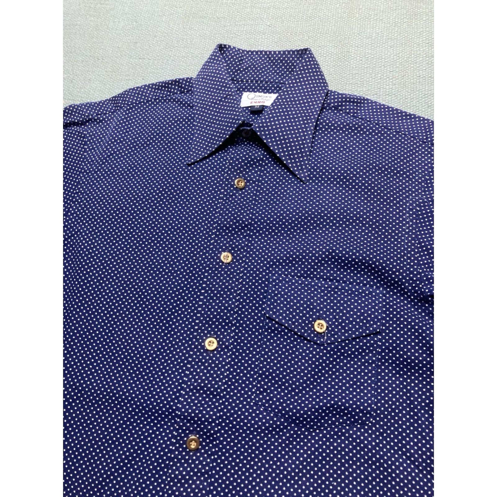 Enro VINTAGE Enro Button-Up Shirt Polka Dot Indigo Blue Short Sleeve Men M Size US M / EU 48-50 / 2 - 2 Thumbnail