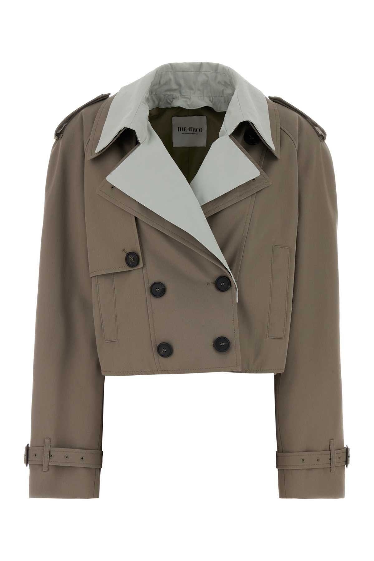 The Attico Dove Grey Gabardine Trench Coat Size XS / US 0-2 / IT 36-38 - 1 Thumbnail