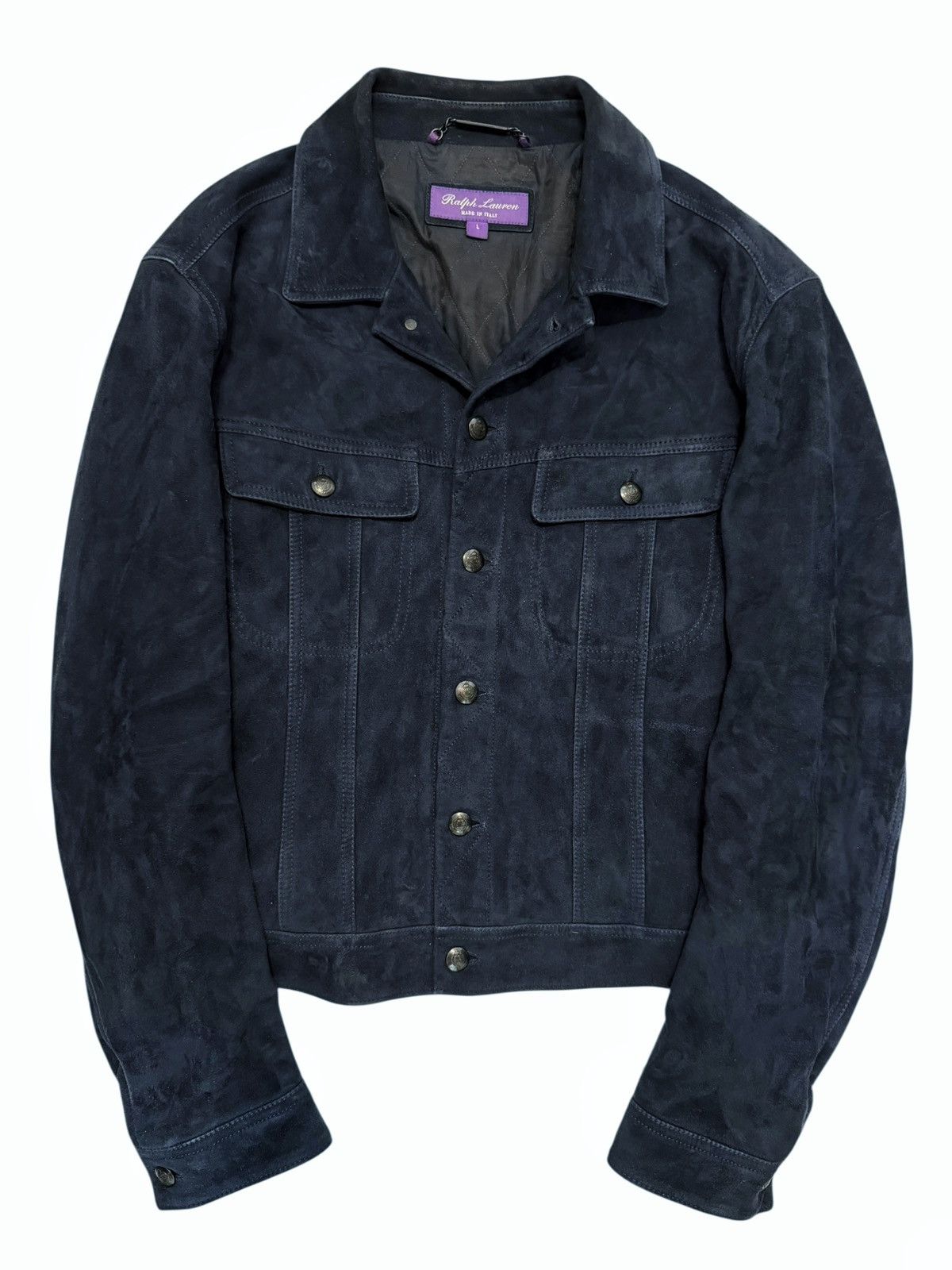 Ralph Lauren Purple Label $3,495 Clifton Suede Blue Trucker Jacket Size US L / EU 52-54 / 3 - 1 Thumbnail