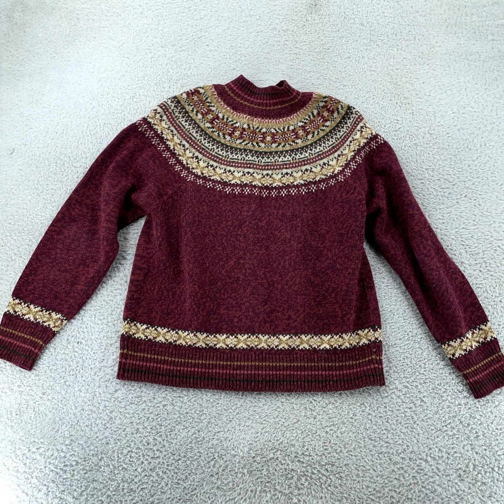 Vintage VINTAGE Heirloom Collectibles Cardigan Sweater Womens XS ZIP Fair Isle Red Knit Long Sleeve Mock Neck Raglan Sleeve Full Zip Autumn Winter 90s Size XS / US 0-2 / IT 36-38 - 4 Thumbnail