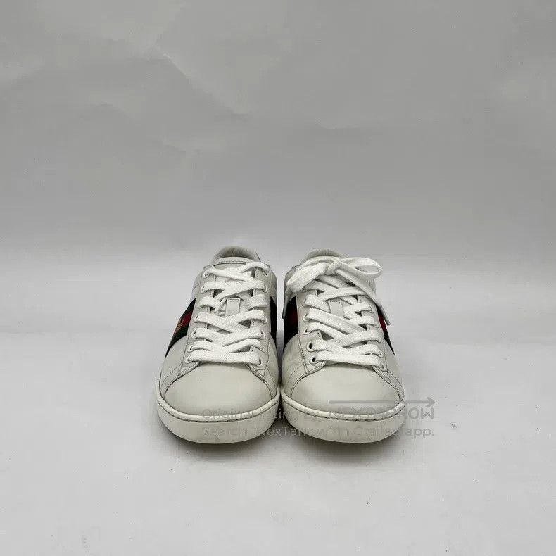 Gucci Gucci White striped bee embroidery lacing casual flat boar Size US 5.5 / IT 35.5 - 3 Thumbnail