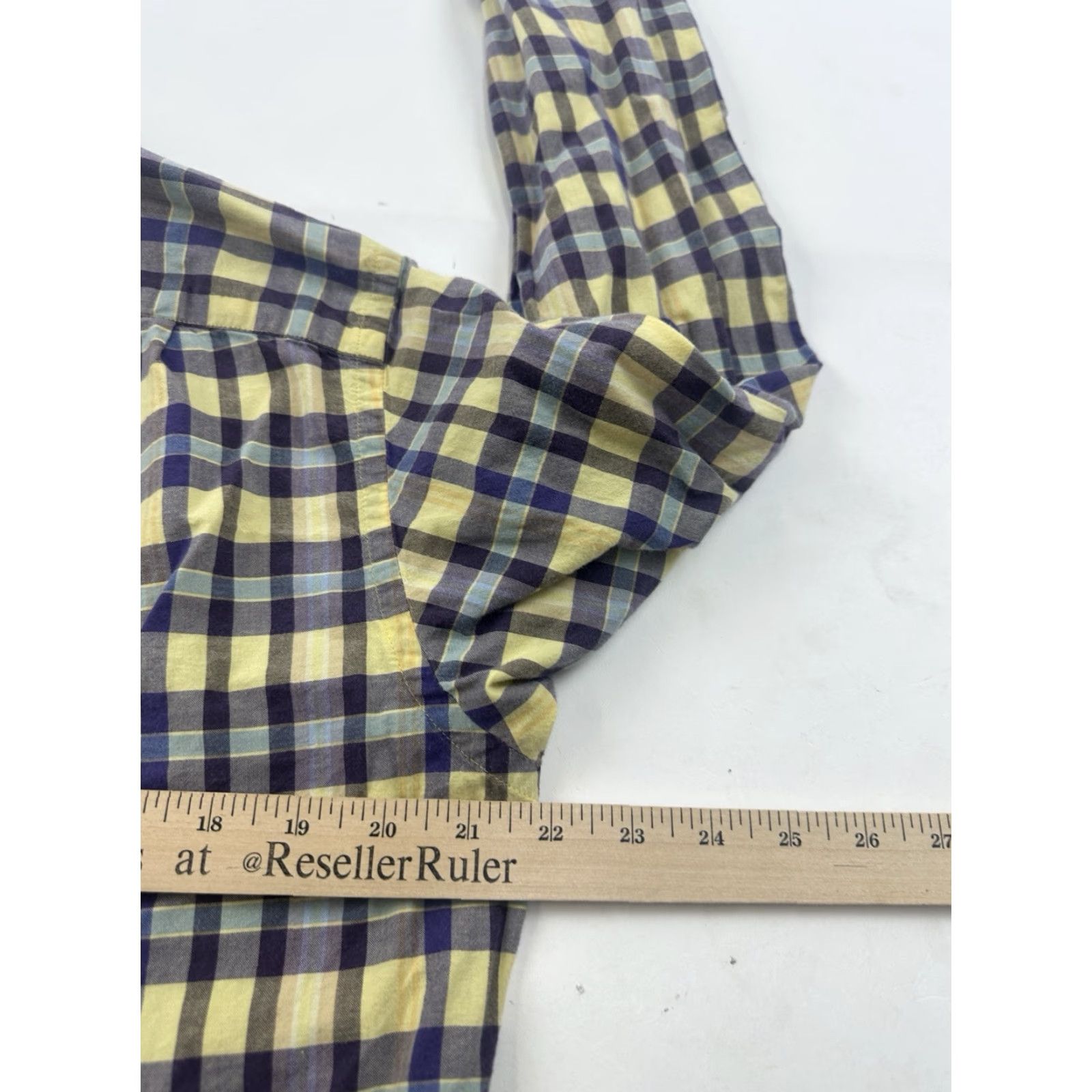 J.Crew VINTAGE J.Crew Shirt Mens Medium Yellow Blue Summer Plaid Button Up Long Sleeve Size US M / EU 48-50 / 2 - 6 Thumbnail
