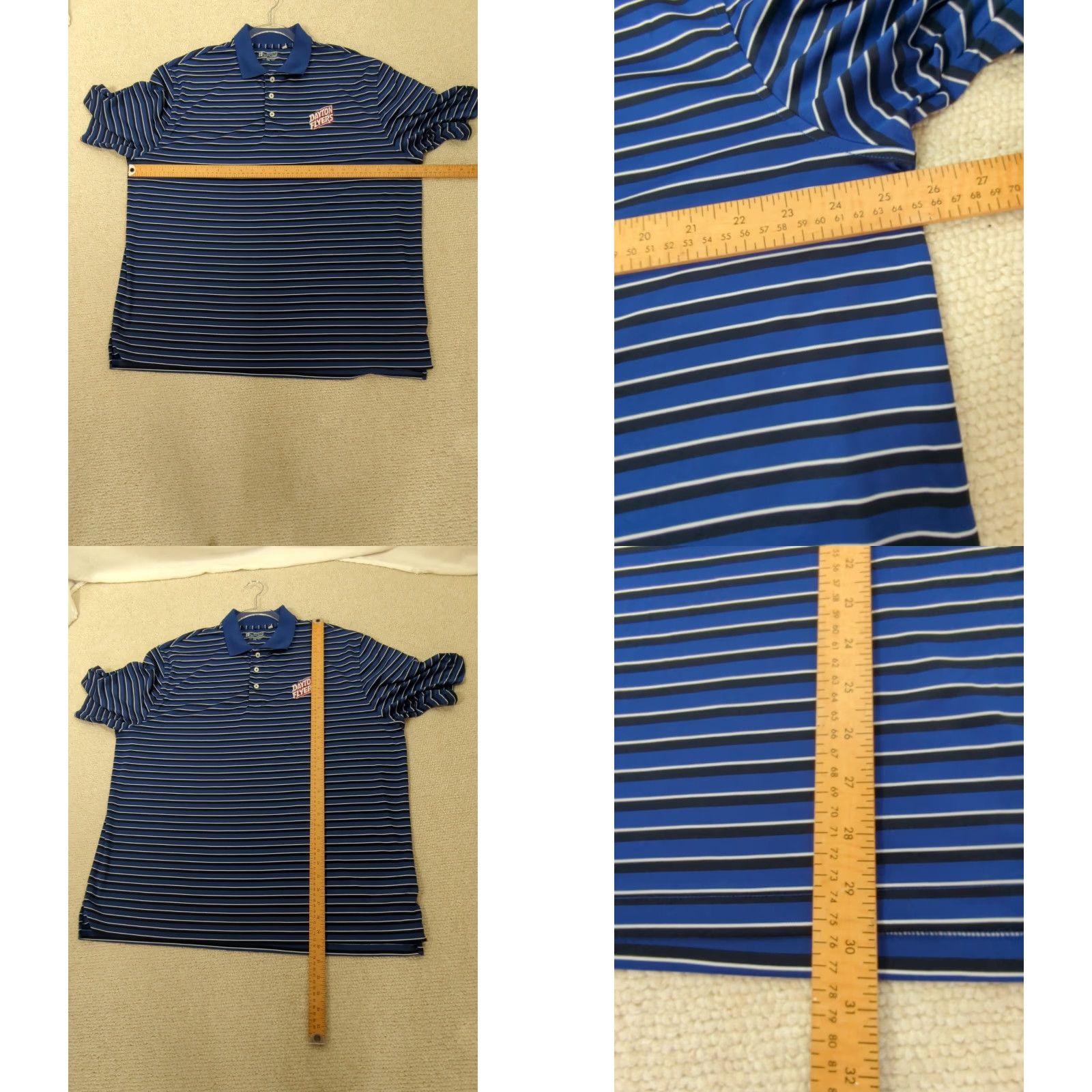Vintage GEAR FOR SPORTS Dayton Flyers Polo Shirt Short Sleeve Blue Stripe Embroidered 2XL Mens Golf Shirt Size US XXL / EU 58 / 5 - 8 Thumbnail