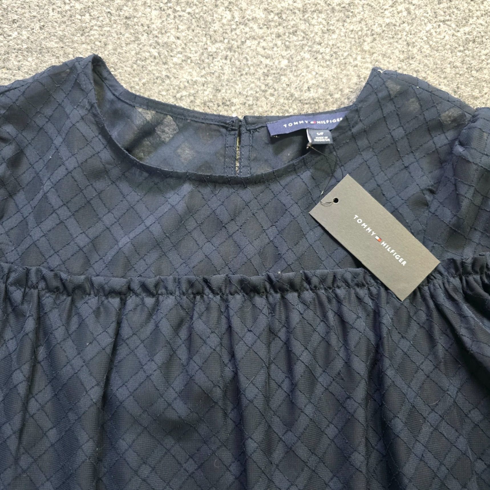 Tommy Hilfiger Tommy Hilfiger Top Women Size Small Blue Plaid Sheer Lined Tiered Casual Balloon Sleeve Round Neck Pullover Regular Women’s Shirt Size S / US 4 / IT 40 - 2 Thumbnail