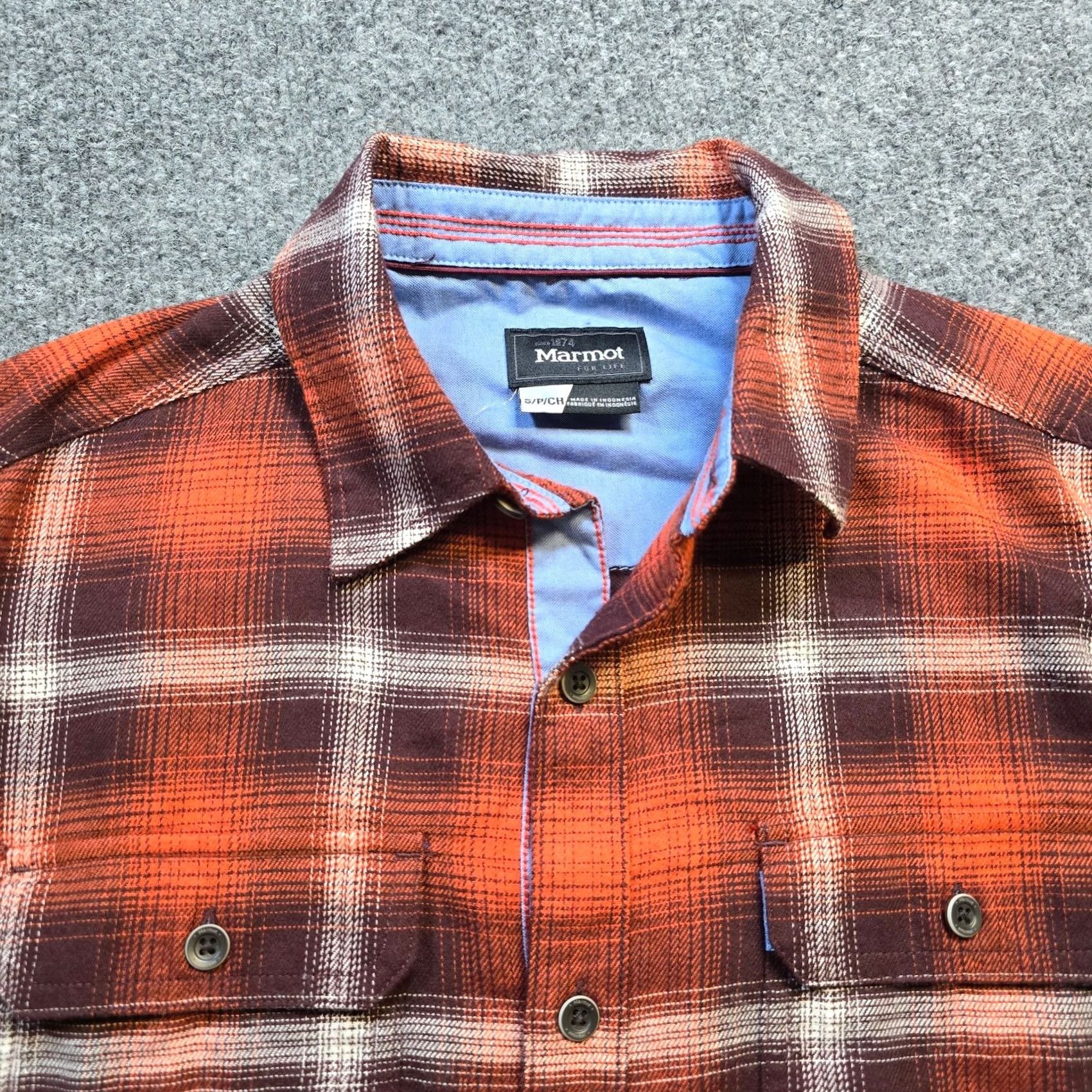 Marmot Marmot Shirt Men Small Orange Plaid Flannel Button Long Sleeve Camp Hike Outdoor Size US S / EU 44-46 / 1 - 2 Thumbnail