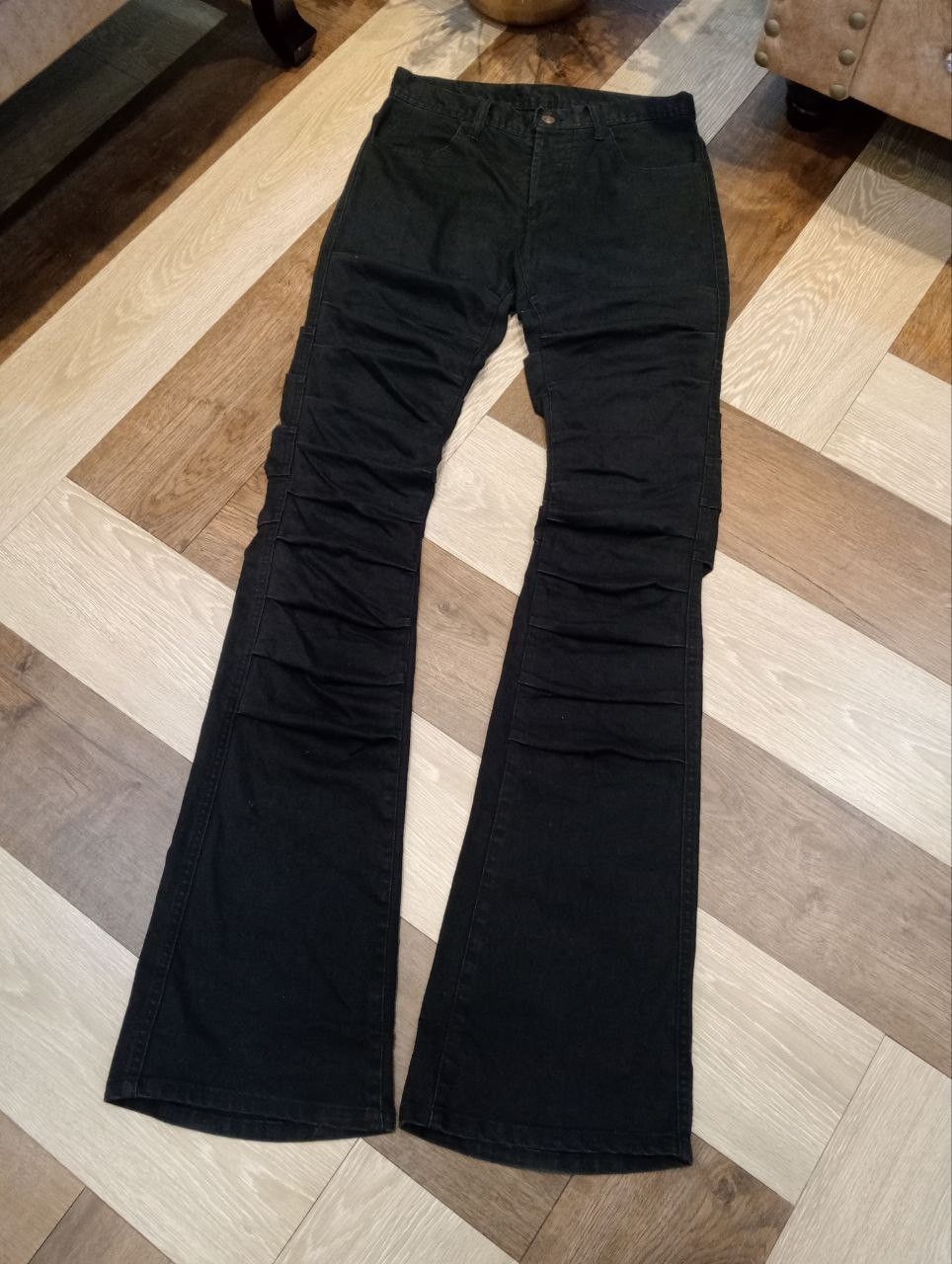 Japanese Brand THEE OLD CIRCUS 1973 BLACK WRINKLE FLARED PANTS Size US 29 - 2 Thumbnail
