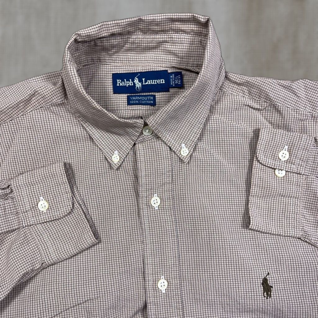 Ralph Lauren Ralph Lauren Shirt Men Adult Large Brown Plaid Button-Up Size 42R - 1 Thumbnail