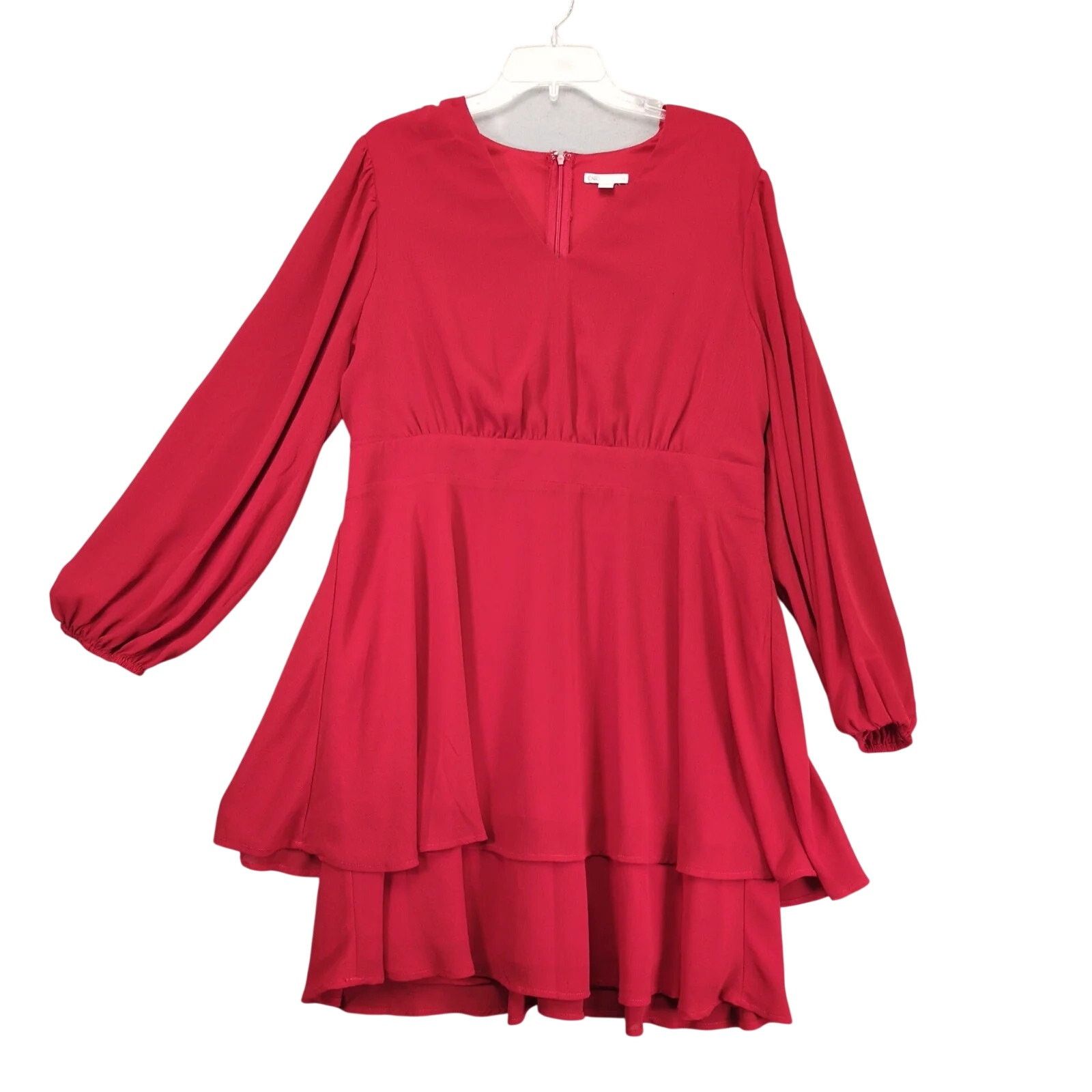 Other Cato Red Layered Midi Dress Size 16W Long Sheer Puff Sleeves Size XXL / US 16-18 / IT 52-54 - 1 Thumbnail