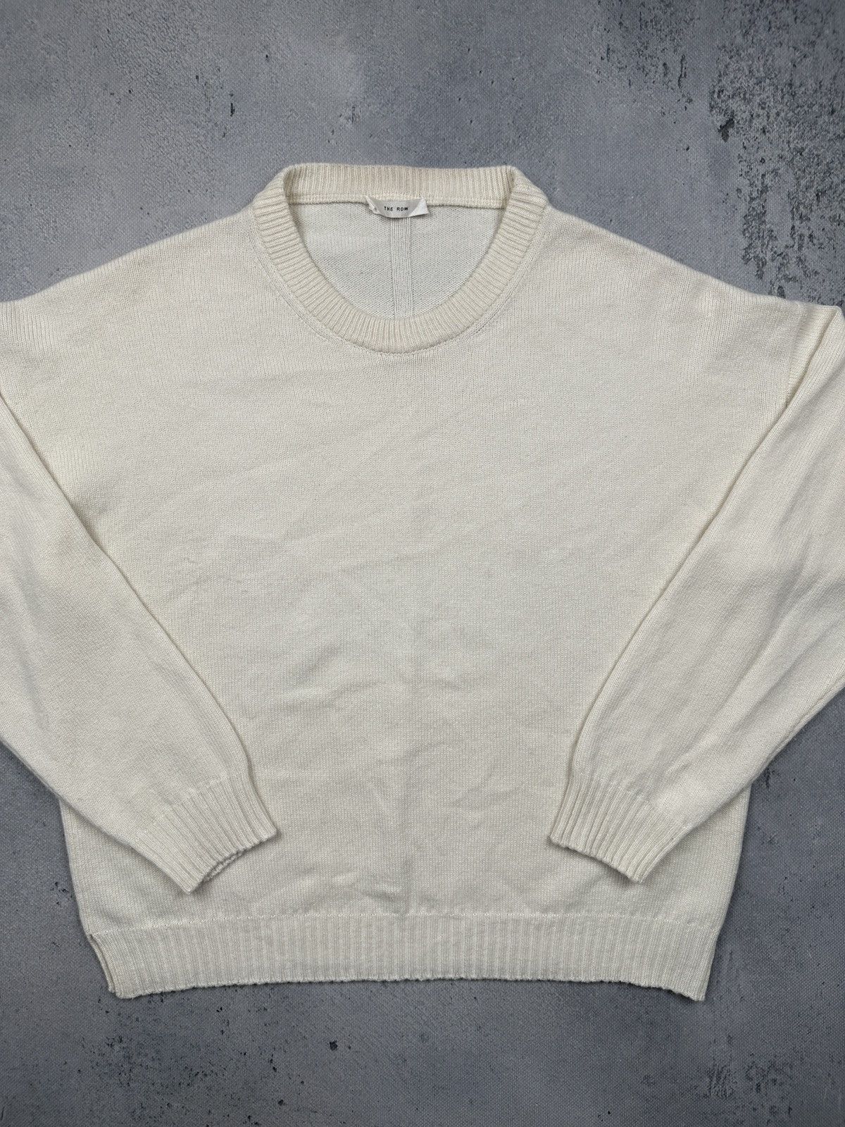The Row The Row Ivory Cashmere Wool Minimalist Crewneck Lux Sweater Size US XL / EU 56 / 4 - 12 Thumbnail