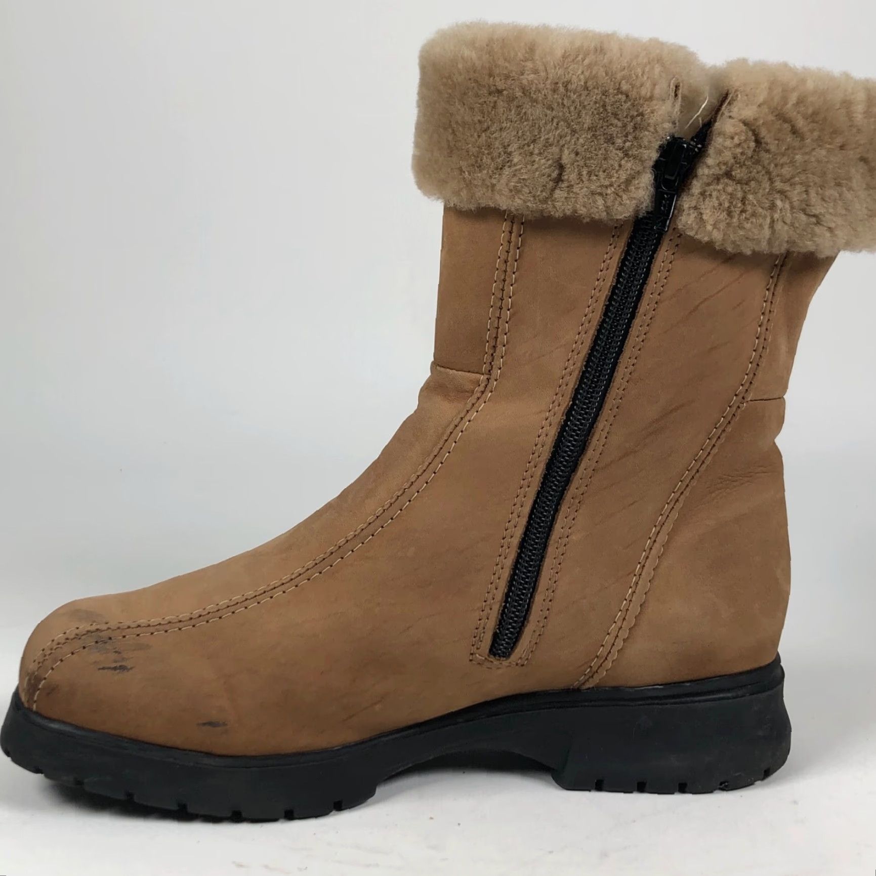 Vintage VINTAGE Martino Boots Womens Brown Leather Shearling Lined Zip Mid-Calf D Width 9.5 Size US 10 / IT 40 - 5 Thumbnail
