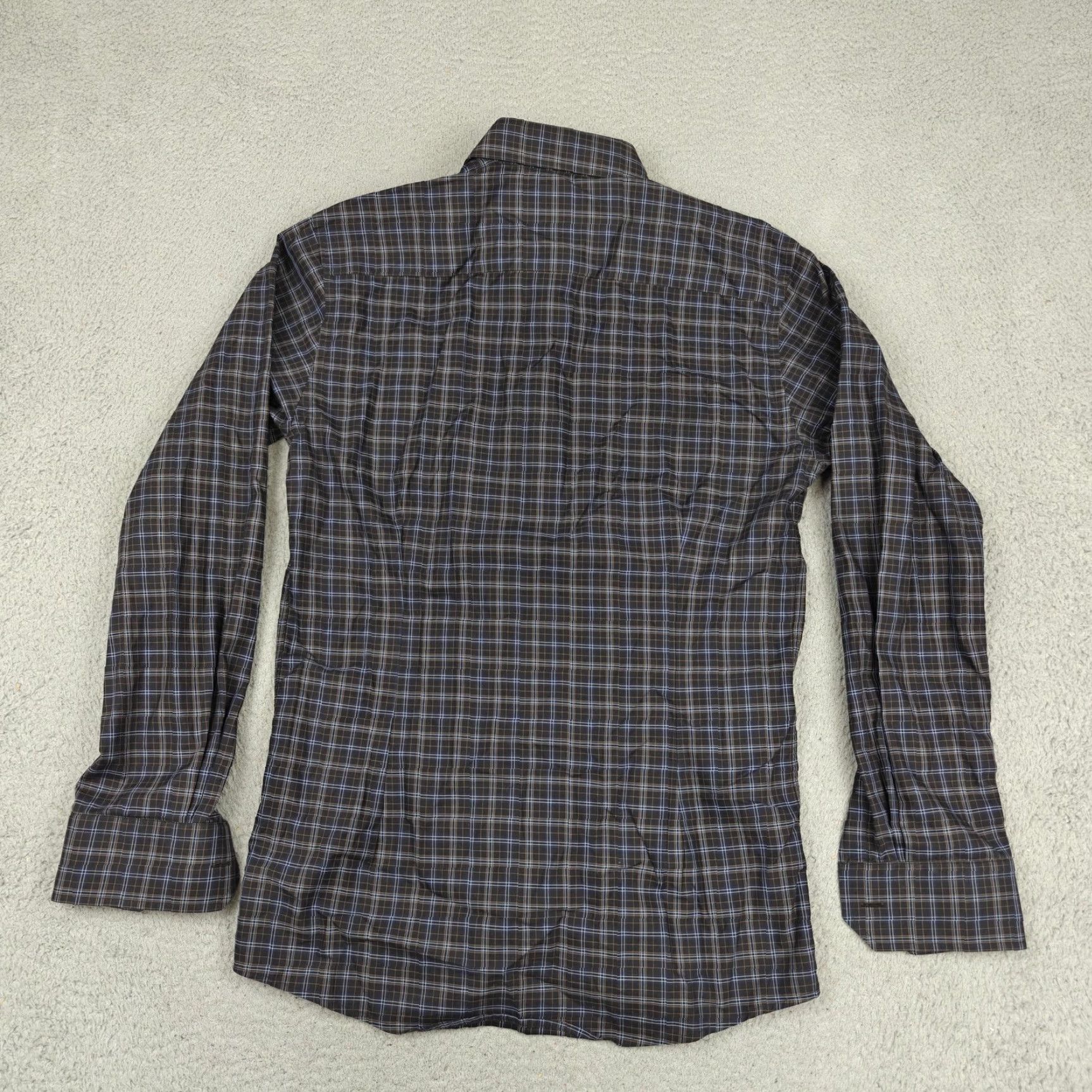 Eton VINTAGE Eton Dress Shirt Mens 16 34/35 Brown Plaid Slim Fit Button-Down Cotton York Size 40R - 6 Thumbnail