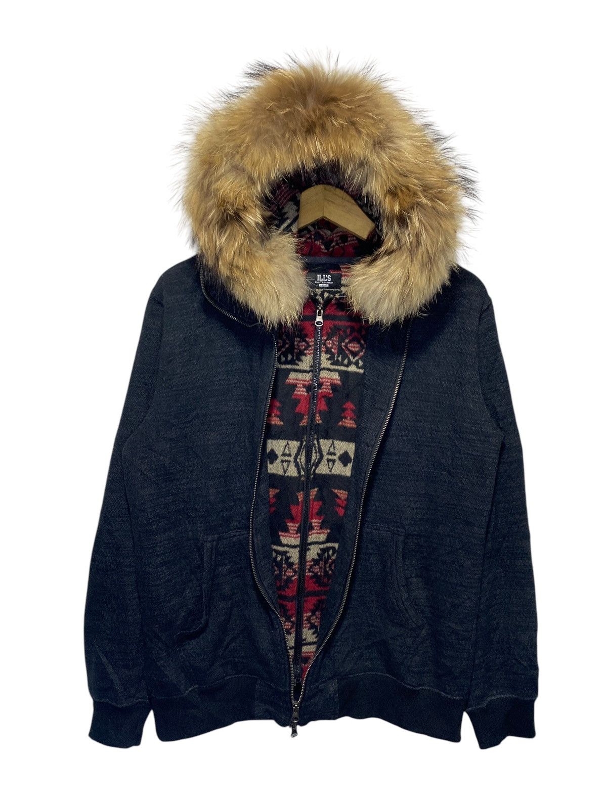 If Six Was Nine × Japanese Brand × Le Grande Bleu (L.G.B.) ILLS Japan aztec fur hoodie double layer Size US L / EU 52-54 / 3 - 1 Thumbnail