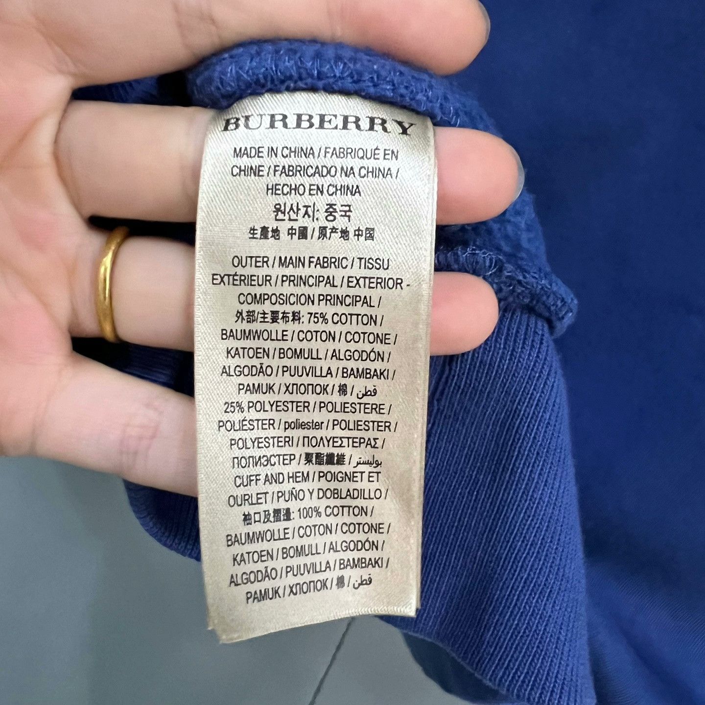 Burberry Burberry Embroidered Logo Blue Hoodie Size US L / EU 52-54 / 3 - 3 Thumbnail