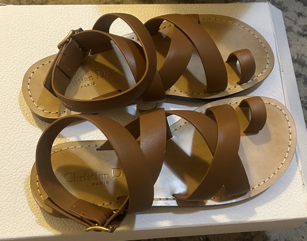 Dior Dior DIORIVIERA DIOR Sun TOE-Ring Sandal Camel Calfskin Size US 8.5 / IT 38.5 - 5 Thumbnail
