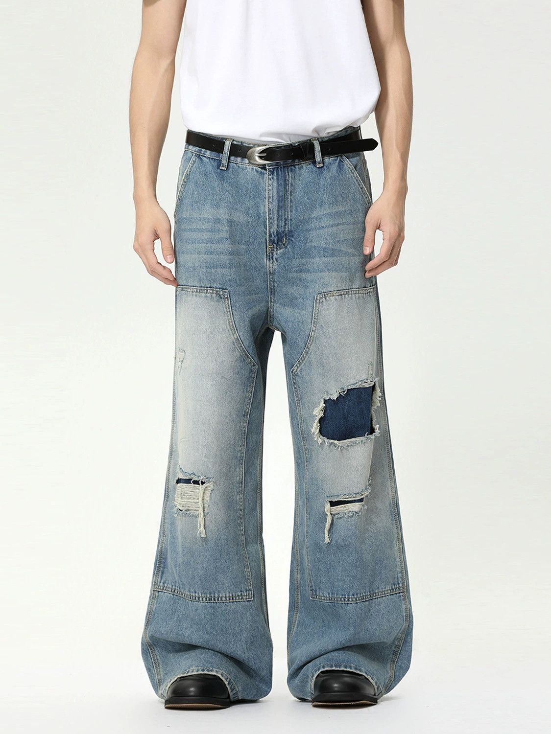 Vintage Men's retro straight leg ripped jeans Size US 32 / EU 48 - 1 Thumbnail