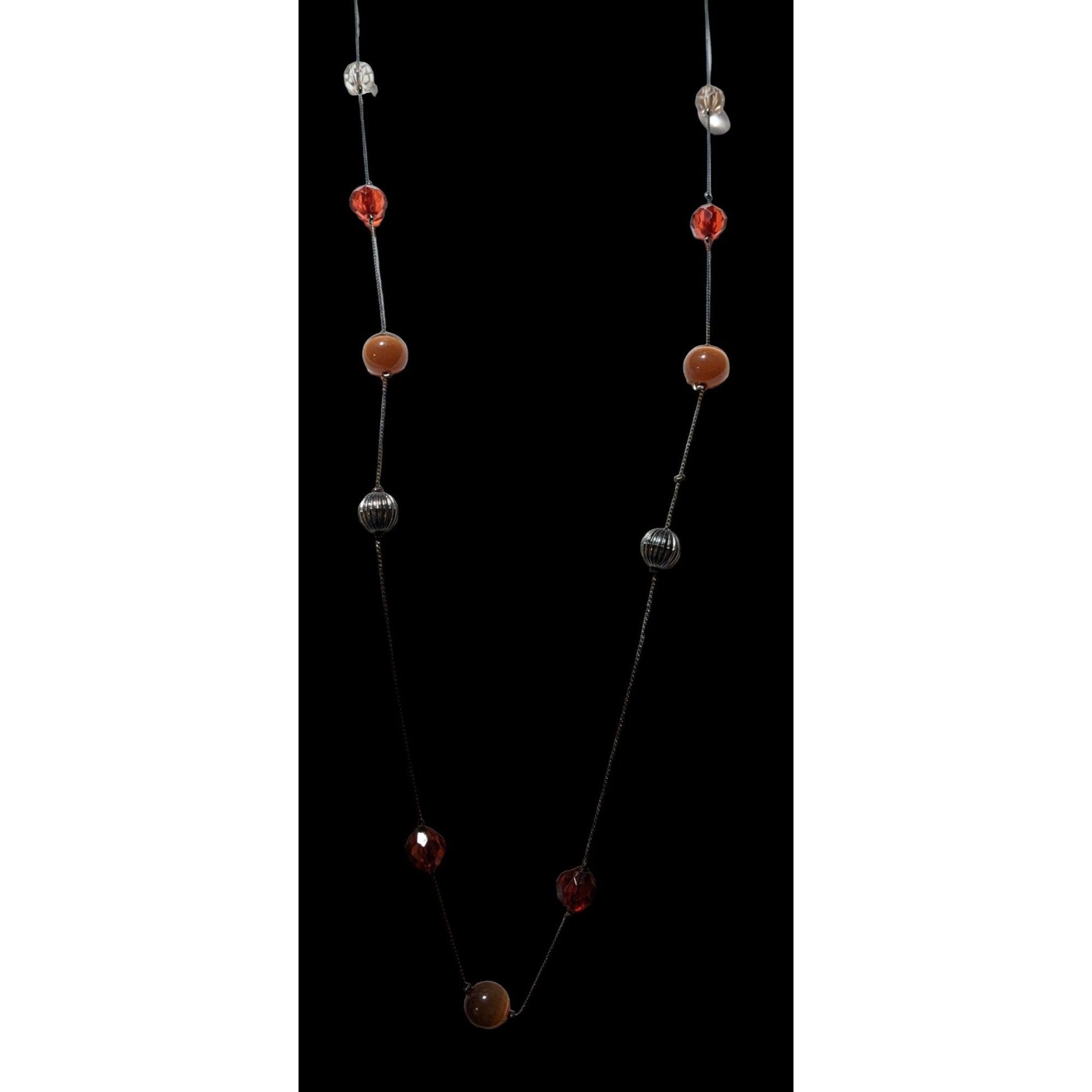 Other Red And Brown Glass Beaded Chain Necklace Size ONE SIZE - 2 Thumbnail