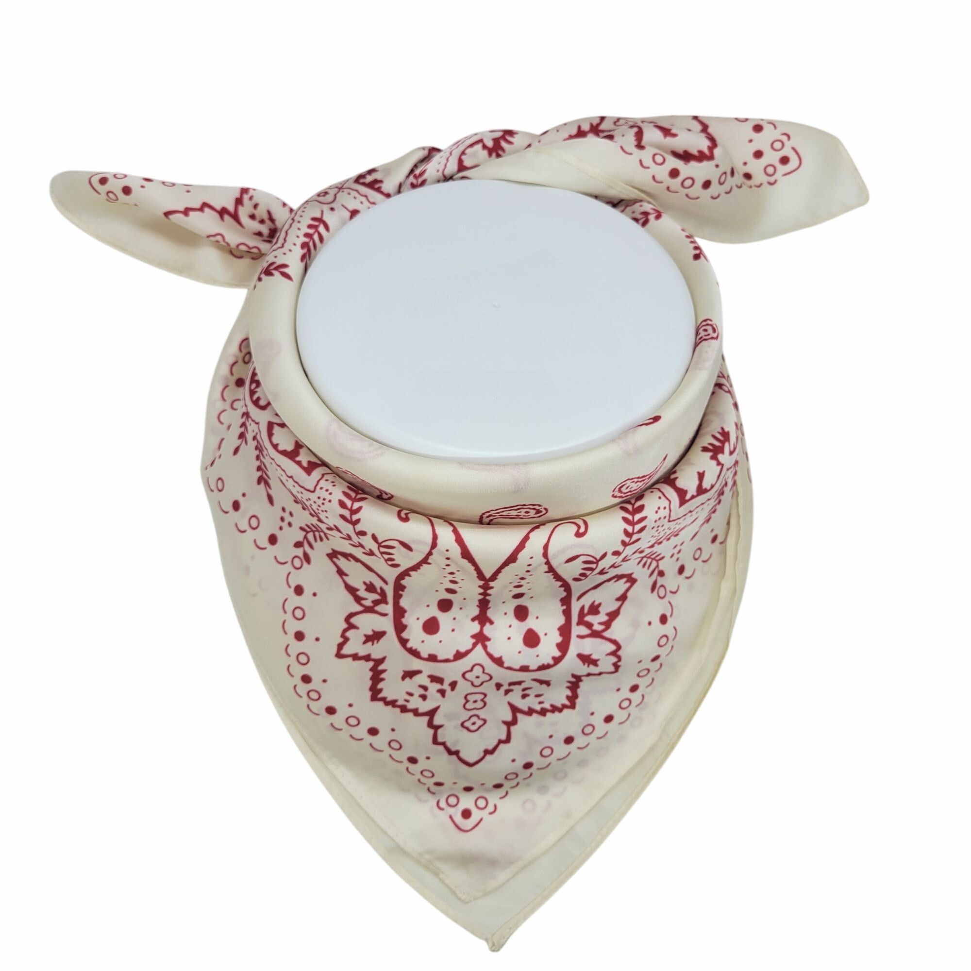 Other ❤️Elegant Bandana Square Scarf Silky Satin Soft WHITE RED Wr Size ONE SIZE - 2 Thumbnail
