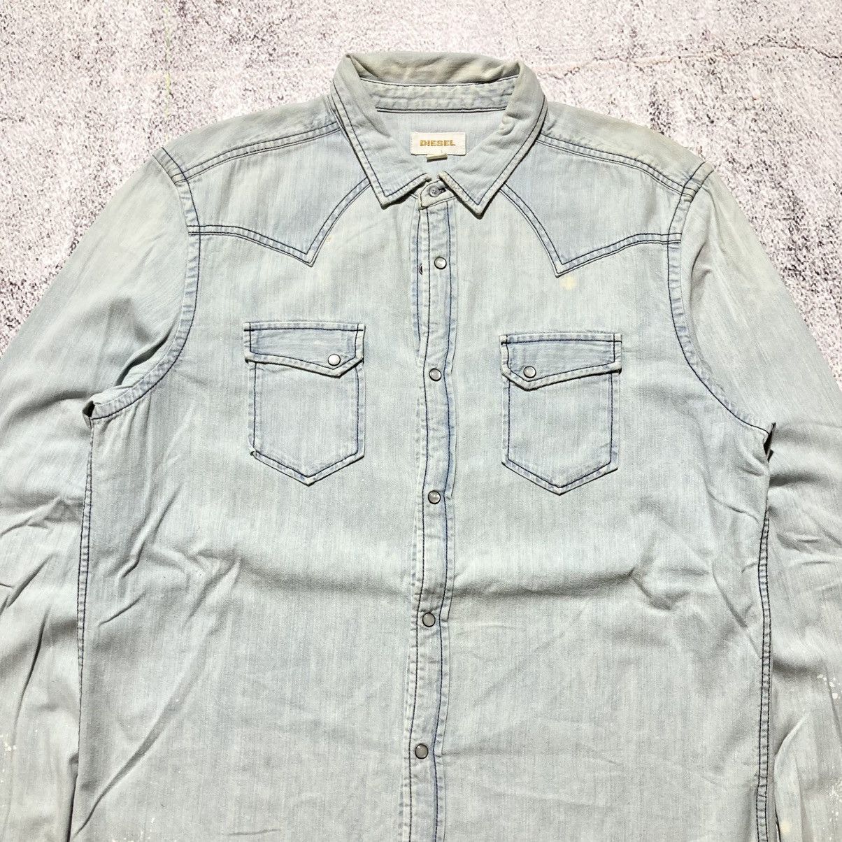 Diesel Vintage Diesel Cowboy Western Shirt Blue Washed Jeans Size US XL / EU 56 / 4 - 2 Thumbnail