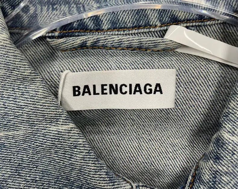 Balenciaga Balenciaga Blue Logo Printed Denim Jacket Size XS / US 0-2 / IT 36-38 - 3 Thumbnail
