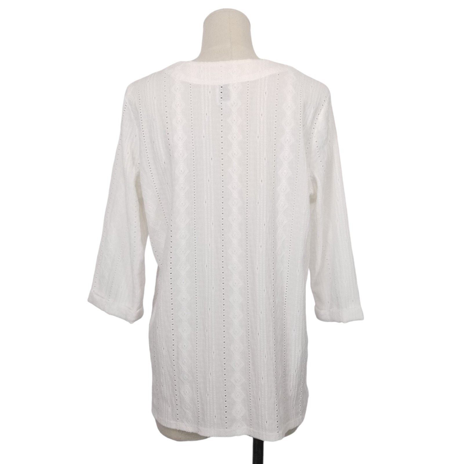 NIC+ZOE Nic+Zoe Angled Lace Blouse Milk Sz Small Size S / US 4 / IT 40 - 4 Thumbnail