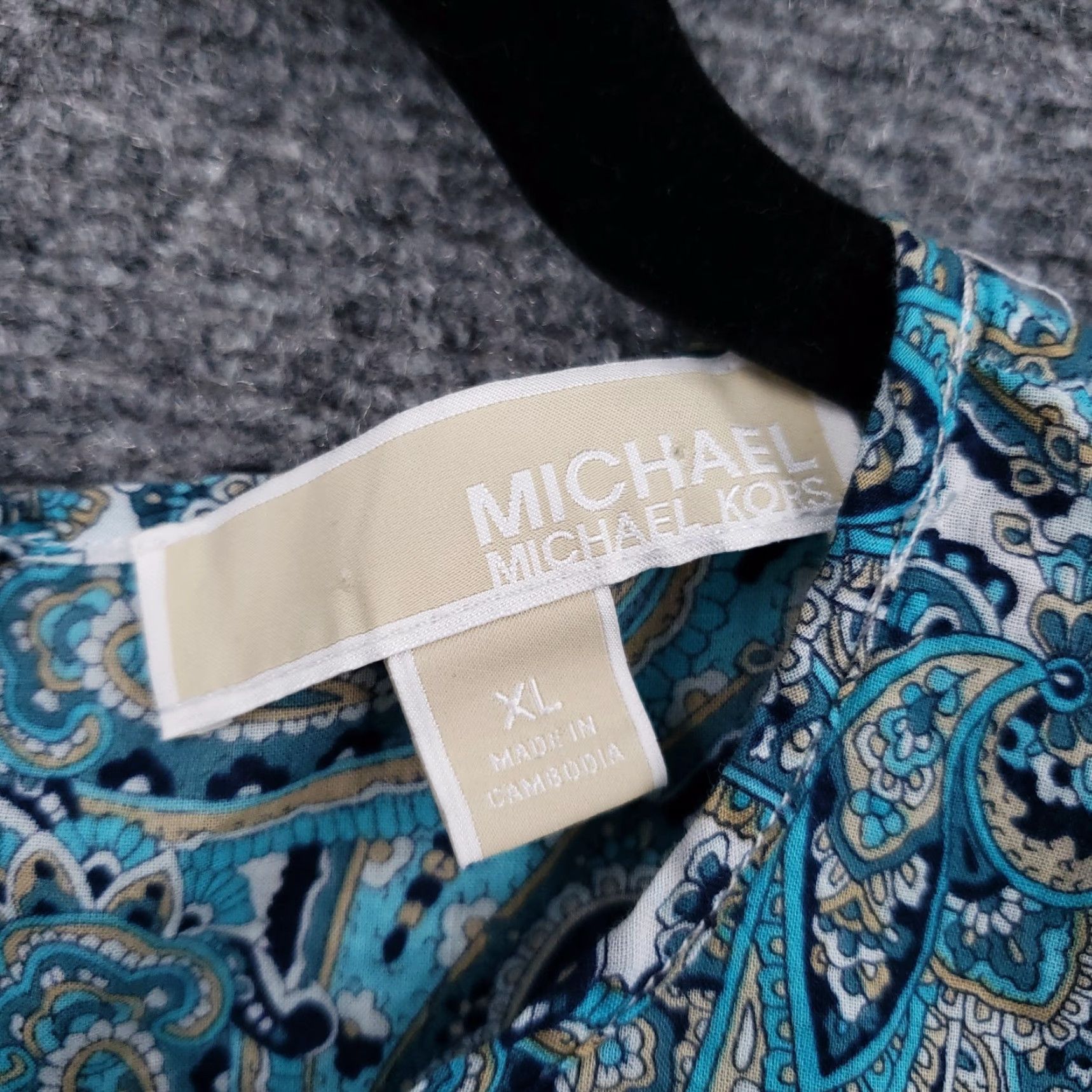 Michael Kors Michael Kors Paisley Cold Shoulder Dress Womens XL Blue Cotton Long Sleeve Mini Dress Size XL / US 12-14 / IT 48-50 - 7 Thumbnail