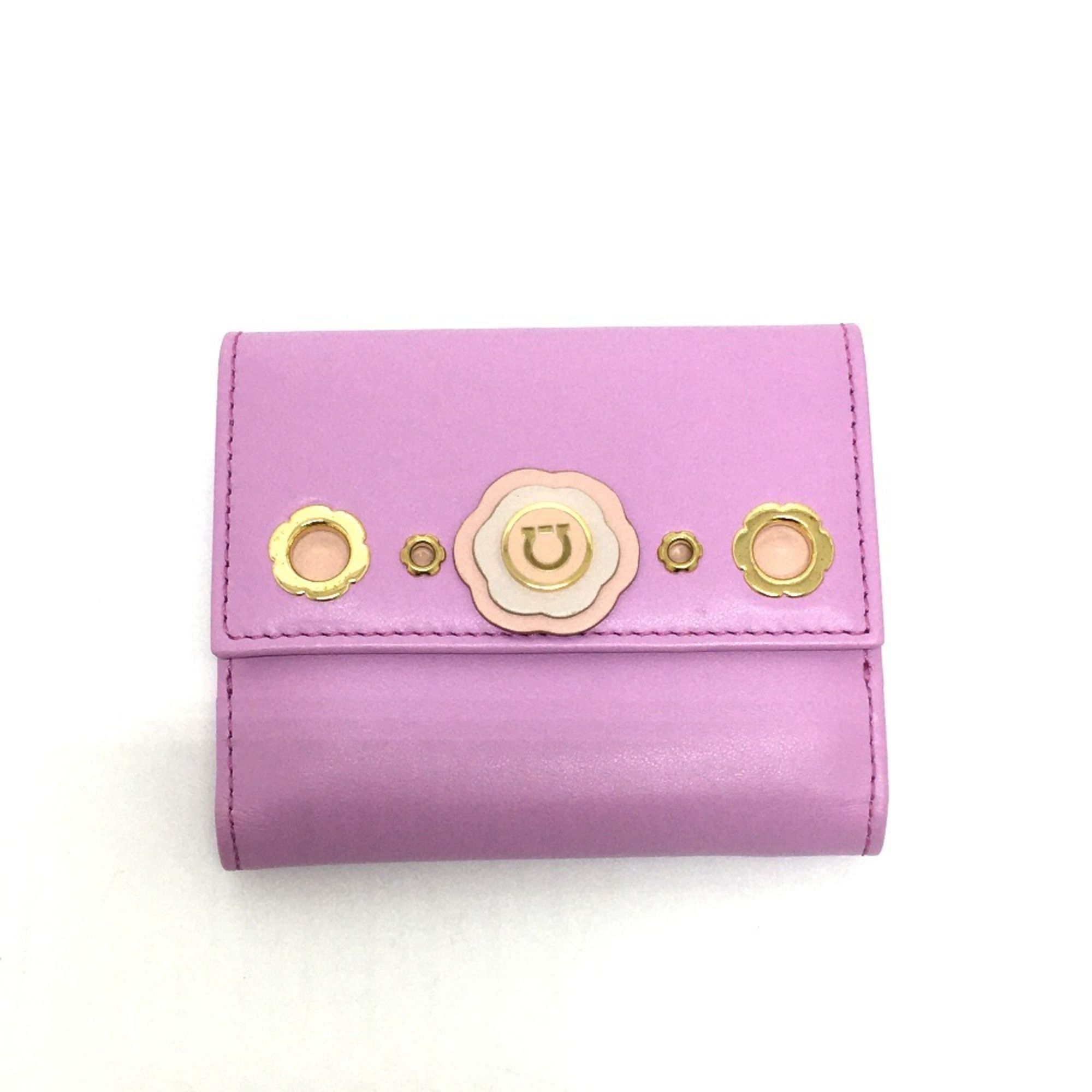 Salvatore Ferragamo Salvatore Ferragamo Gancini bifold wallet in purple leather for women Size ONE SIZE - 1 Thumbnail