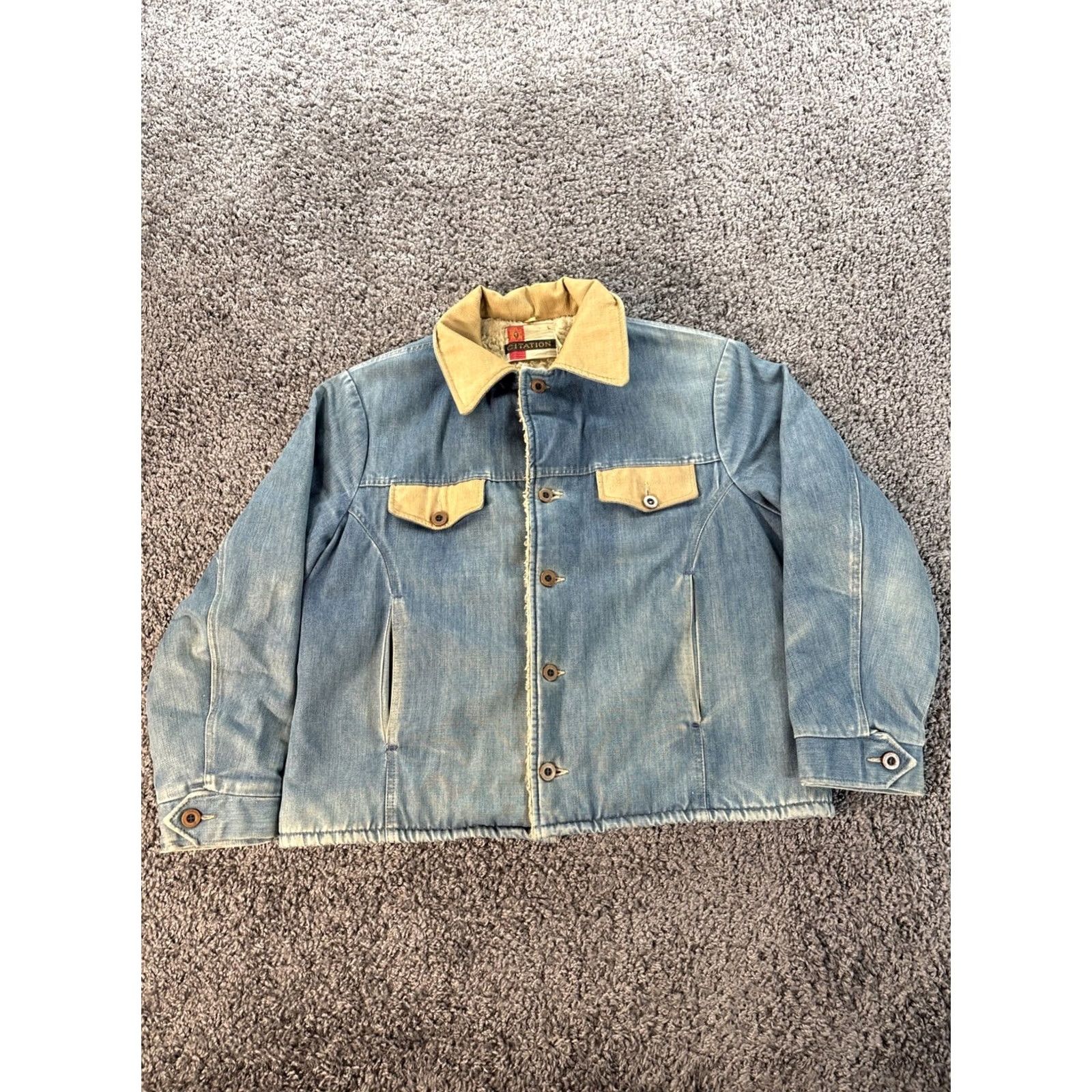 Denime VINTAGE Citations Denim Jacket Mens L Trucker Sherpa Light Wash Western 70s Blue Cotton Outer Shell Denim Biker Theme Men Size US L / EU 52-54 / 3 - 2 Thumbnail
