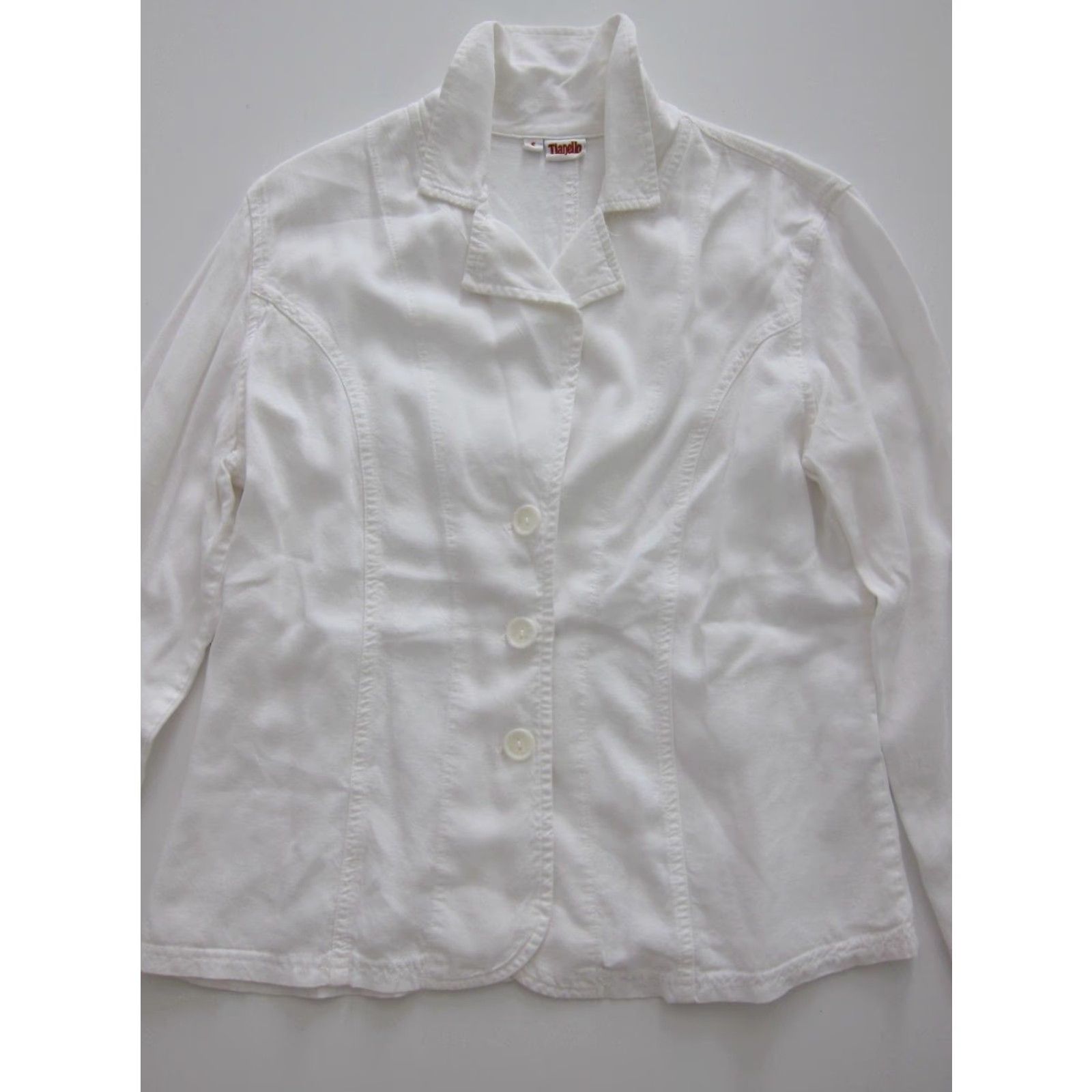 Vintage Tianello White Blazer Jacket Women's Size Small 100% Rayon Blazer Girls Mens Womens Size S / US 4 / IT 40 - 5 Thumbnail
