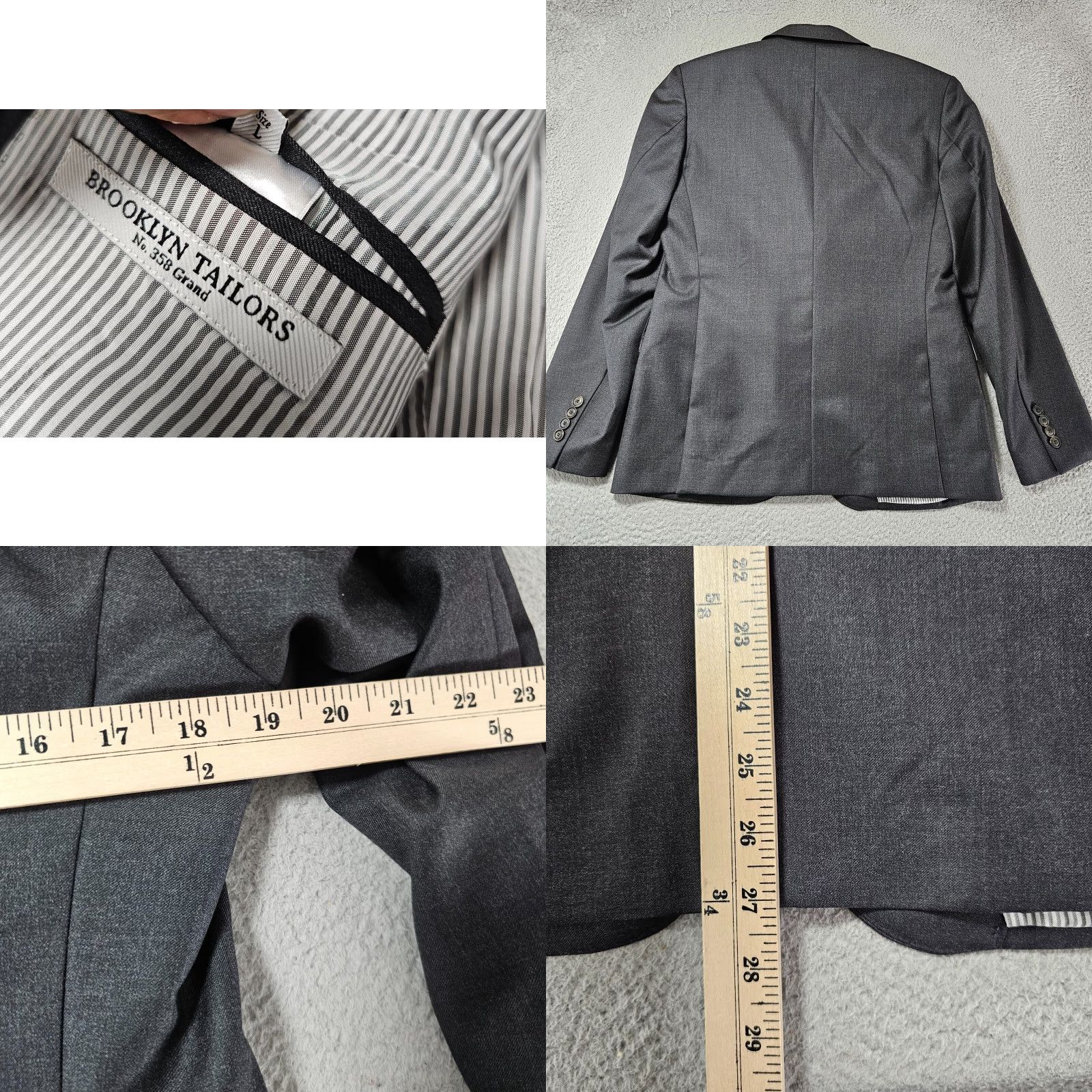 Brooklyn Tailors Brooklyn Tailors Blazer Womens Size 4 Grey Wool Full Canvas 2 Button Suit Jacket Size L / US 10 / IT 46 - 8 Thumbnail