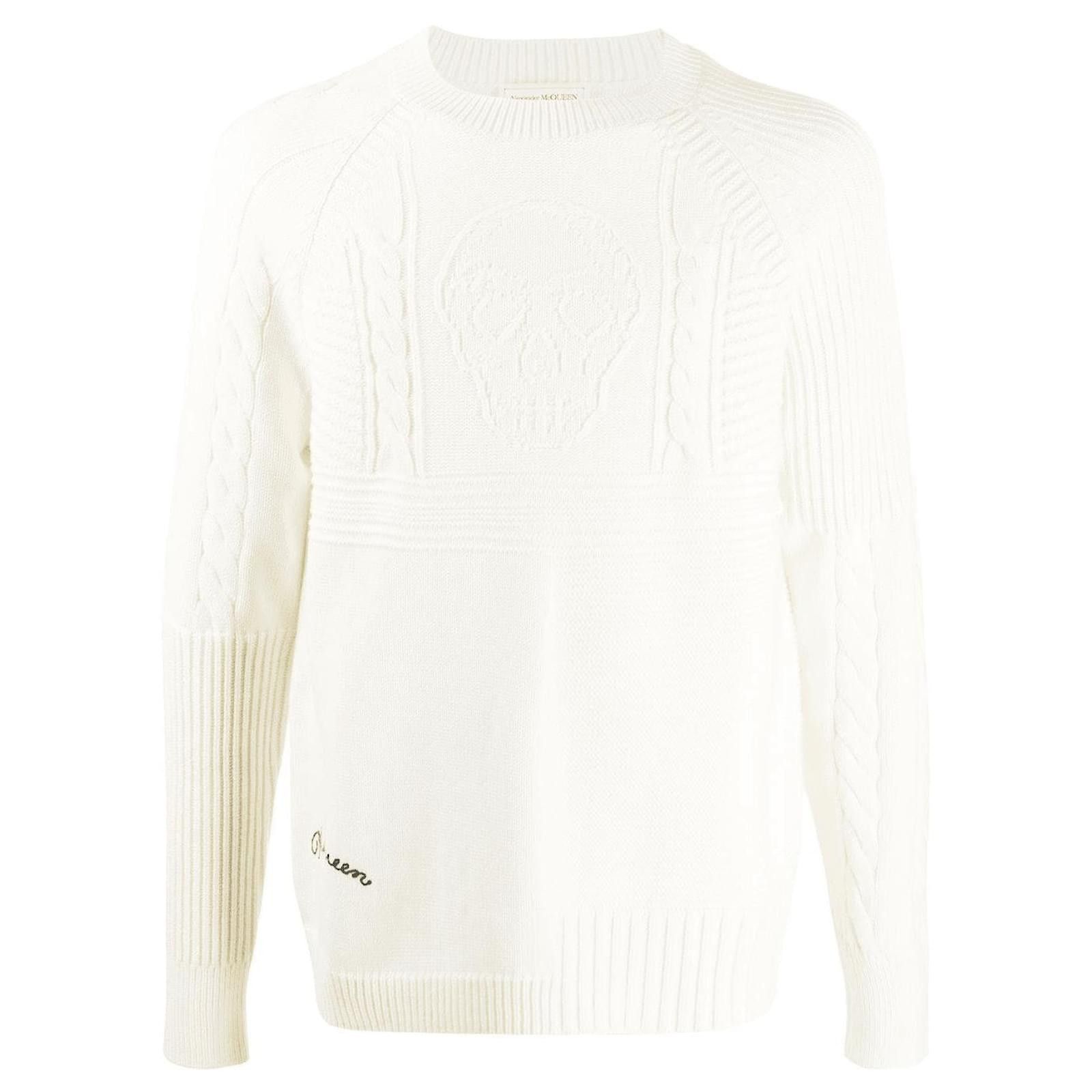 Alexander McQueen o1y1024 Sweater In White Size US L / EU 52-54 / 3 - 1 Thumbnail
