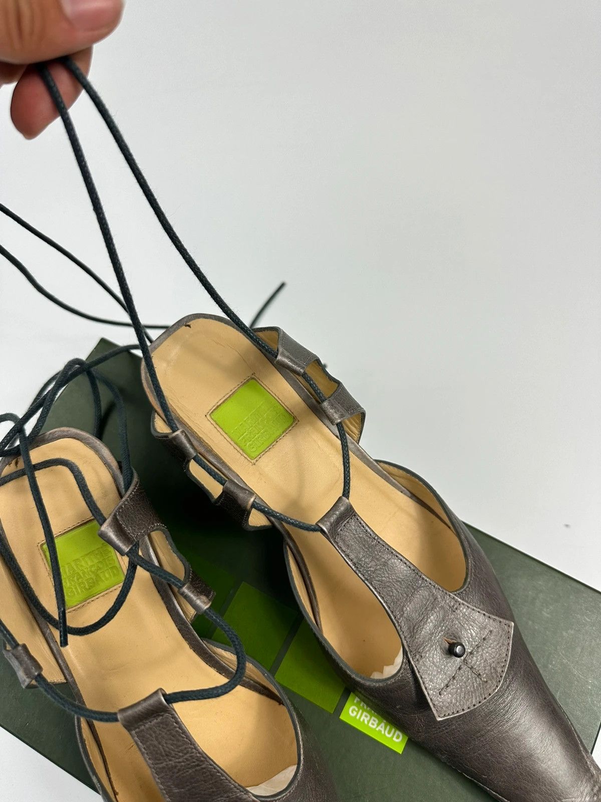 Marithe + Francois Girbaud M+FG 90’s Grey Brown Leather SlingBack Heels Size US 6 / IT 36 - 5 Thumbnail