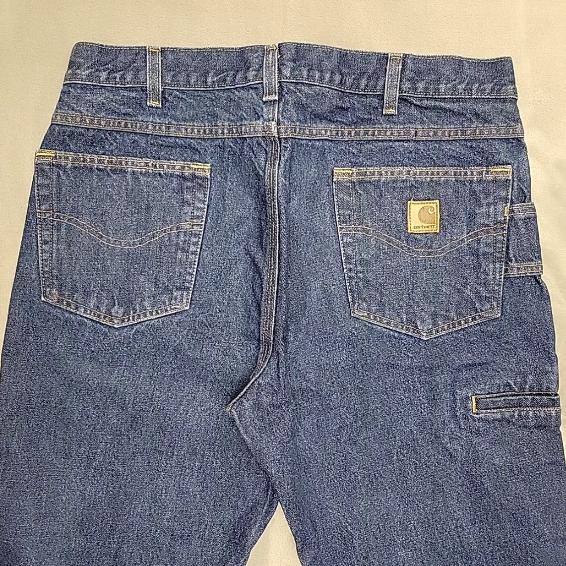 Carhartt Carhartt Jeans Mens 38 Inseam 28 Blue Denim Relaxed Fit Work Casual 5-Pocket Logo Belt Loops Solid Cotton Denim 38 Mens Jeans Size US 38 / EU 54 - 7 Thumbnail