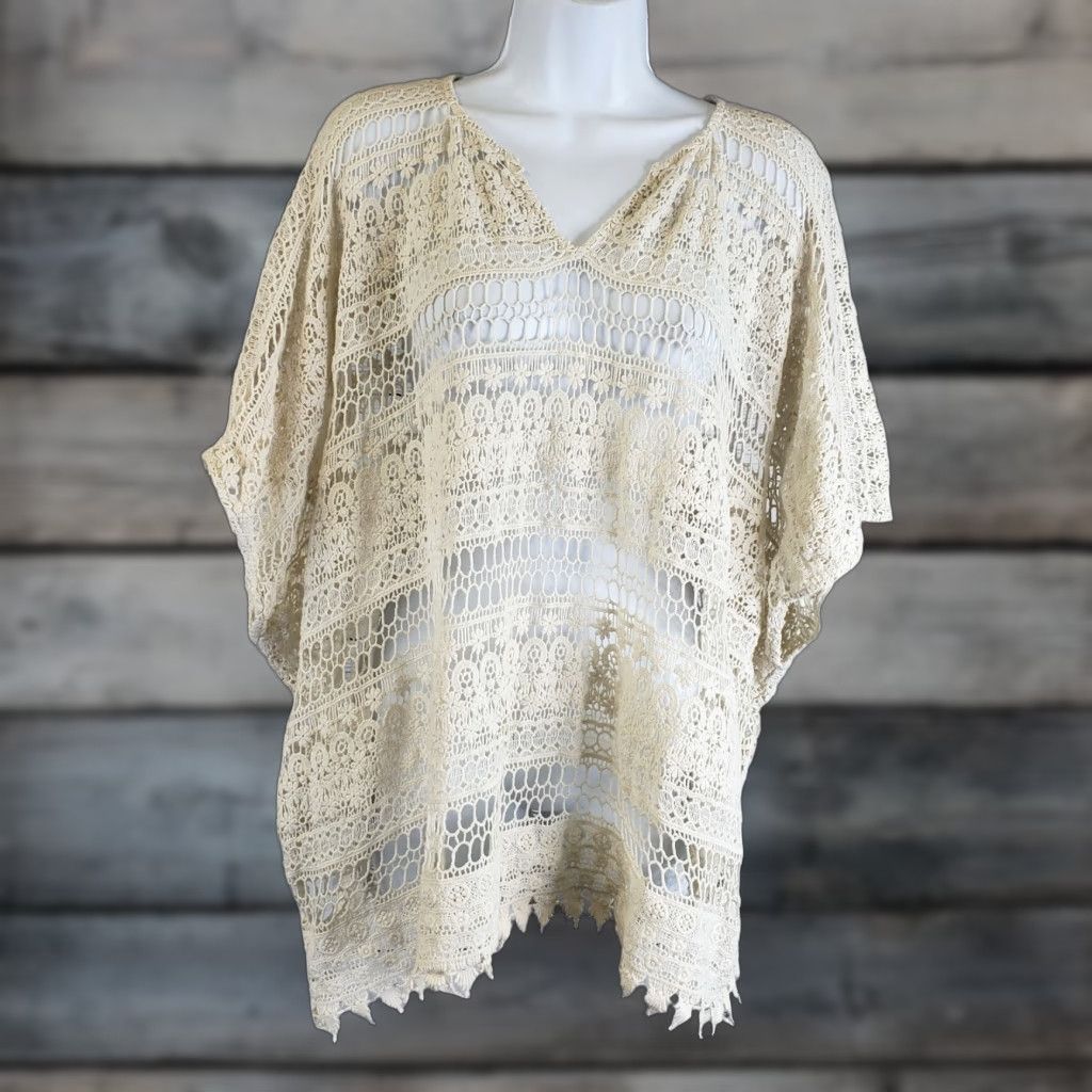 Vintage CAbi 5026 Capri Top Blouse Ivory Crochet Cotton Boho Women S Size S / US 4 / IT 40 - 1 Thumbnail