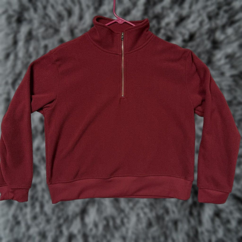 Vintage Natural Reflections Fleece Half Zip Pullover Top Womens M Red Wine Mock Neck Shirt Long Sleeve Casual 1/2 Zip Mens Womens Girls Boys Size M / US 6-8 / IT 42-44 - 1 Thumbnail