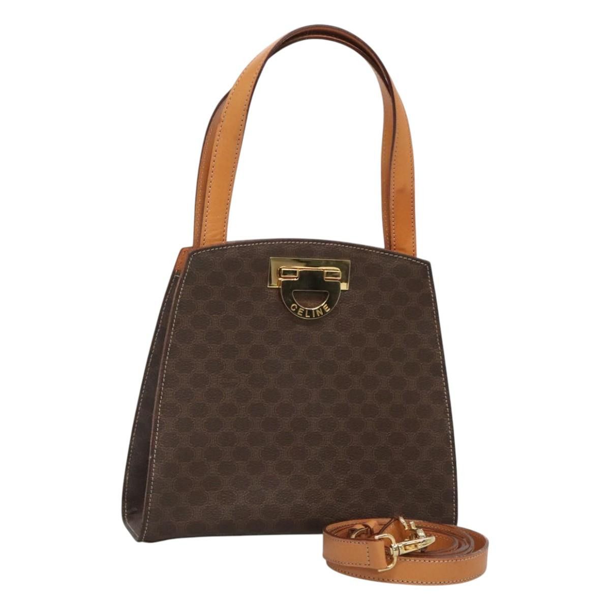 Celine CELINE Macadam Canvas Hand Bag Pvc Leather Brown Gold Size ONE SIZE - 1 Thumbnail