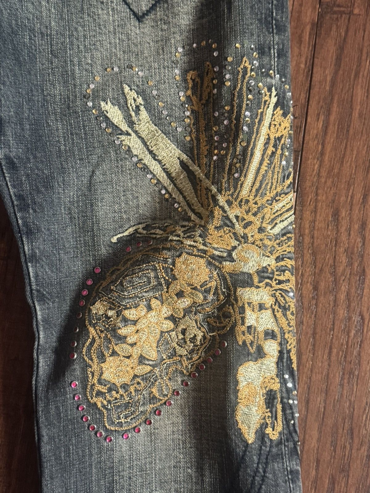 Tornado Mart Tornado Mart Rhinestone Tribal Skull Jeans Size US 34 / EU 50 - 2 Thumbnail