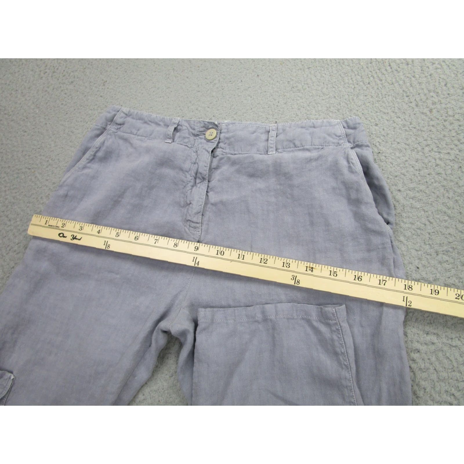120% Lino 120% Lino Women's M Linen Cargo Pants Gray Straight Leg Casual Pockets Size 32" / US 10 / IT 46 - 5 Thumbnail